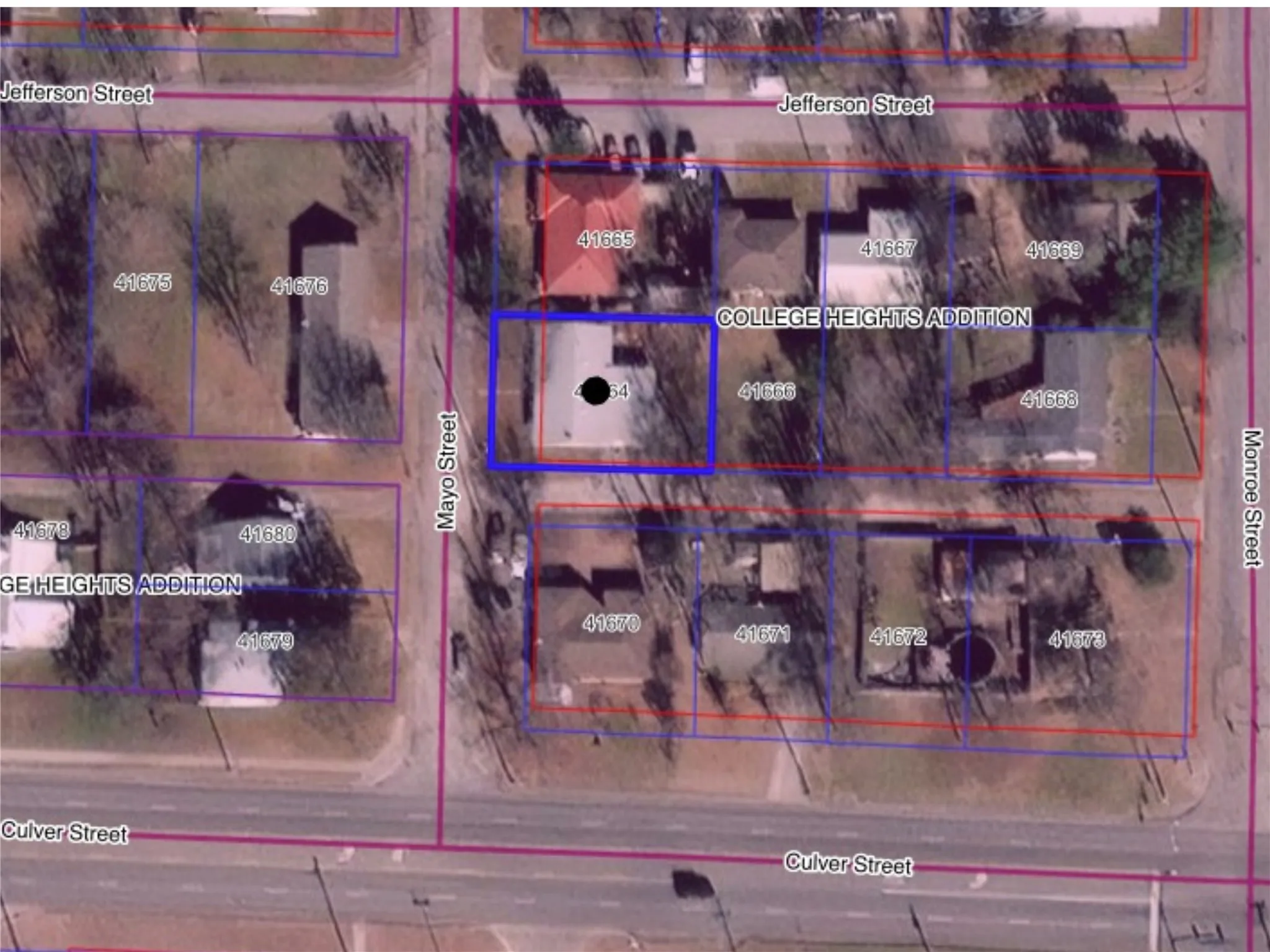 Plat Map. Illustrating property boundaries and parcel numbers within the College Heights Addition