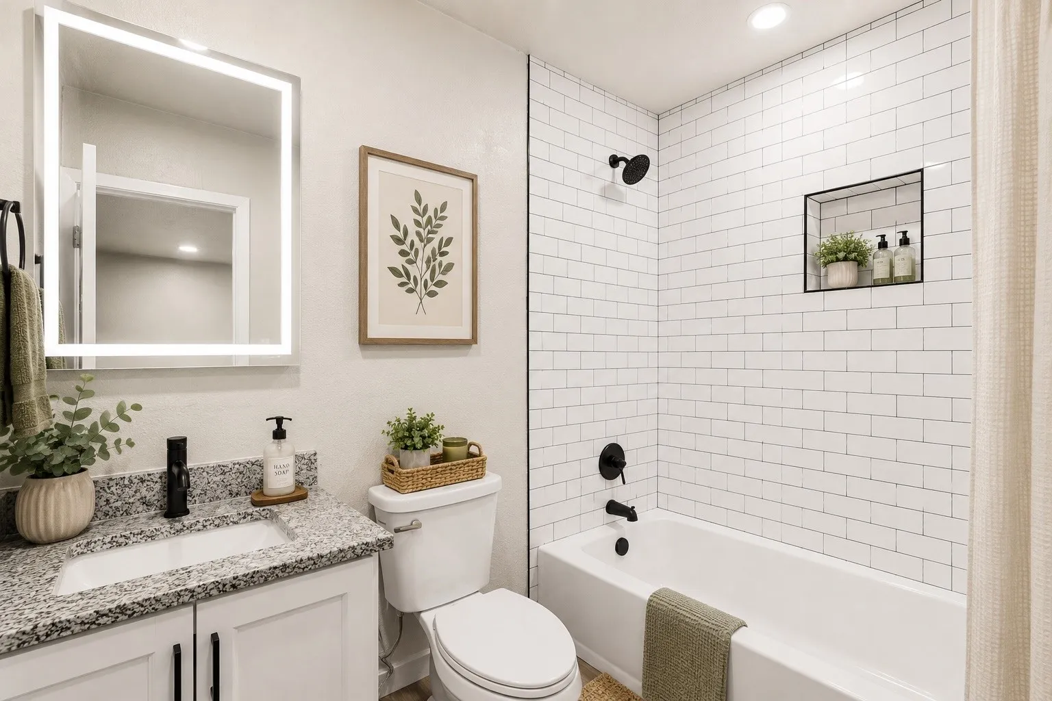 Fully renovated bathroom.