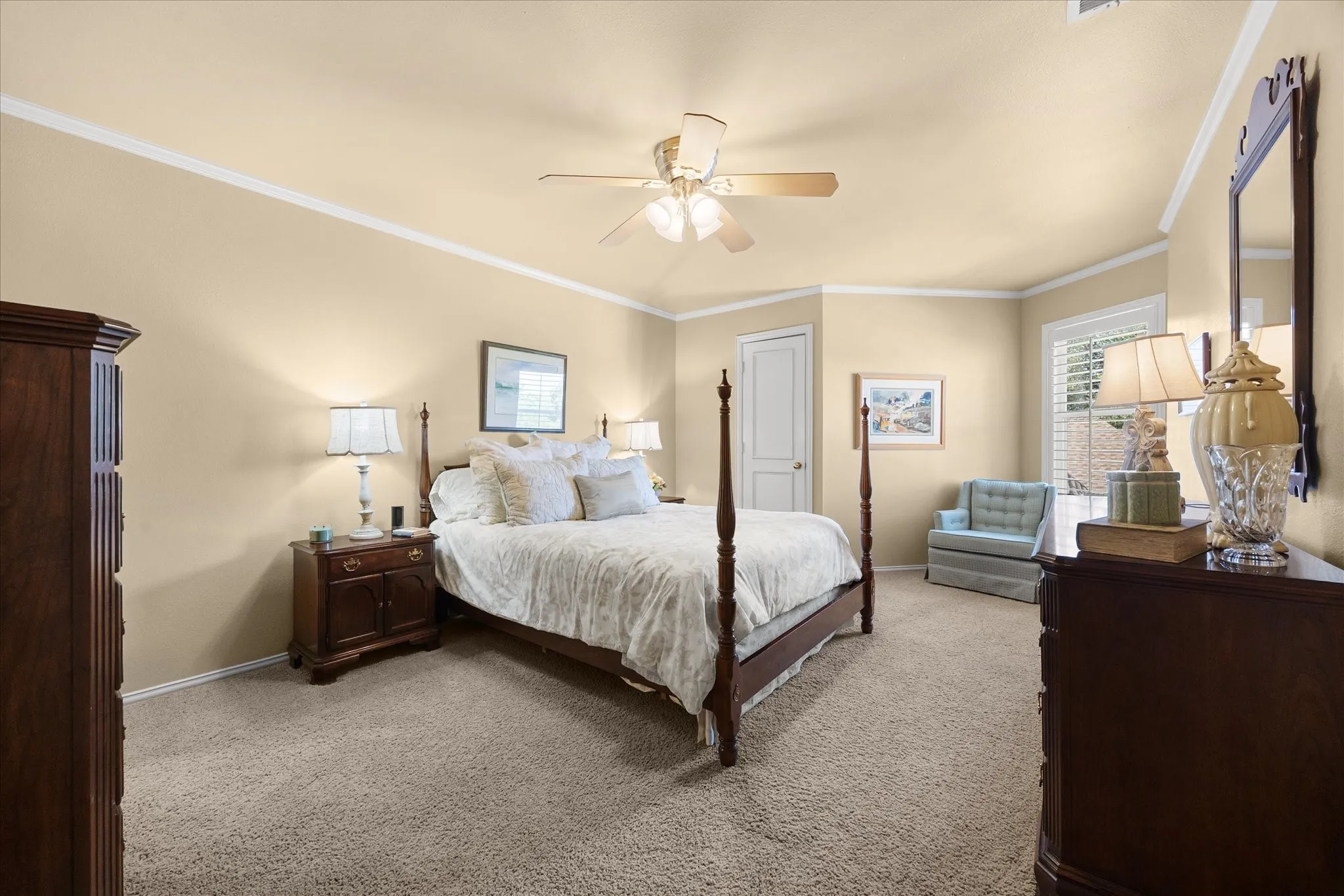 Spacious auxiliary bedroom includes sitting area