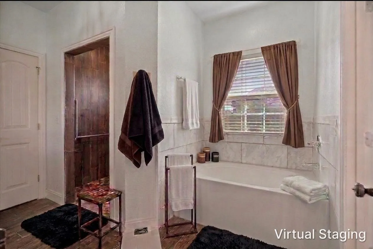 Digitally Staged Primary Bathroom
