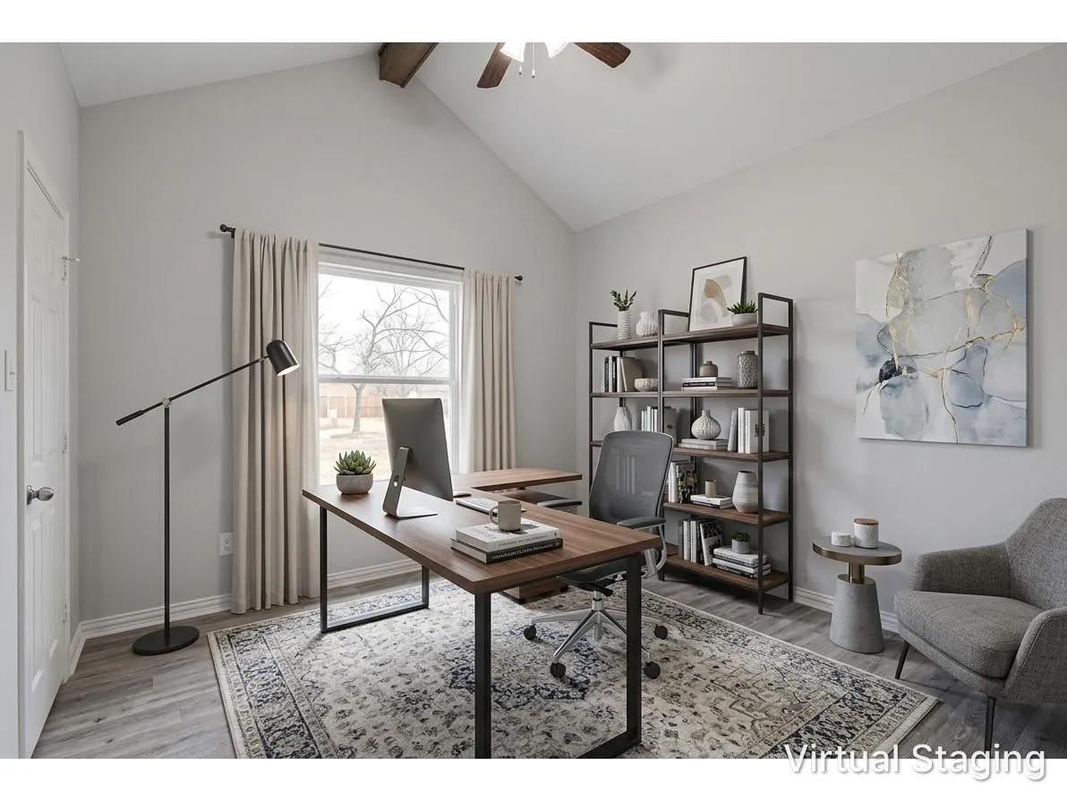 Digitally Staged 4th Bedroom as Office