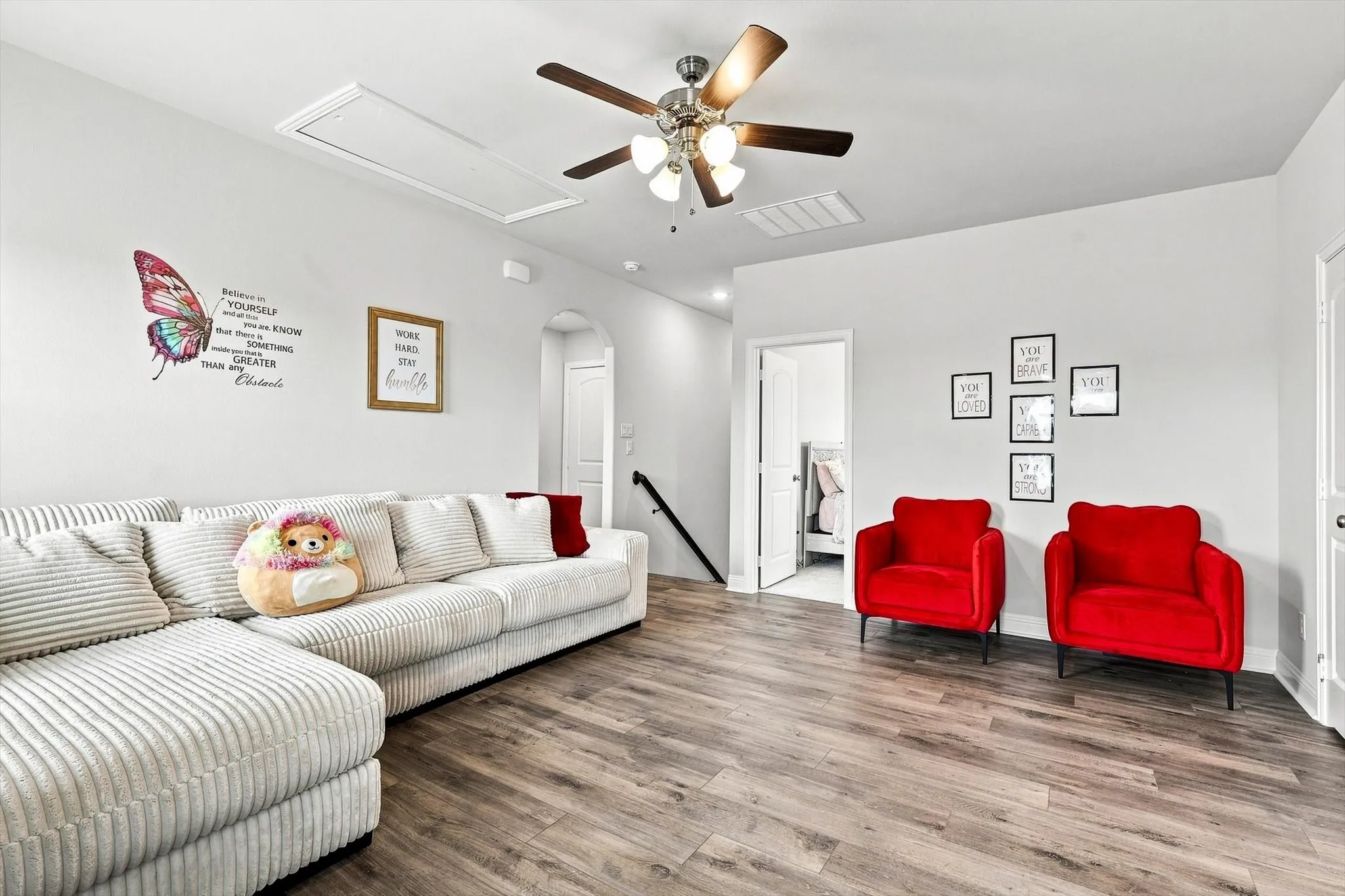Hardwood-style flooring throughout