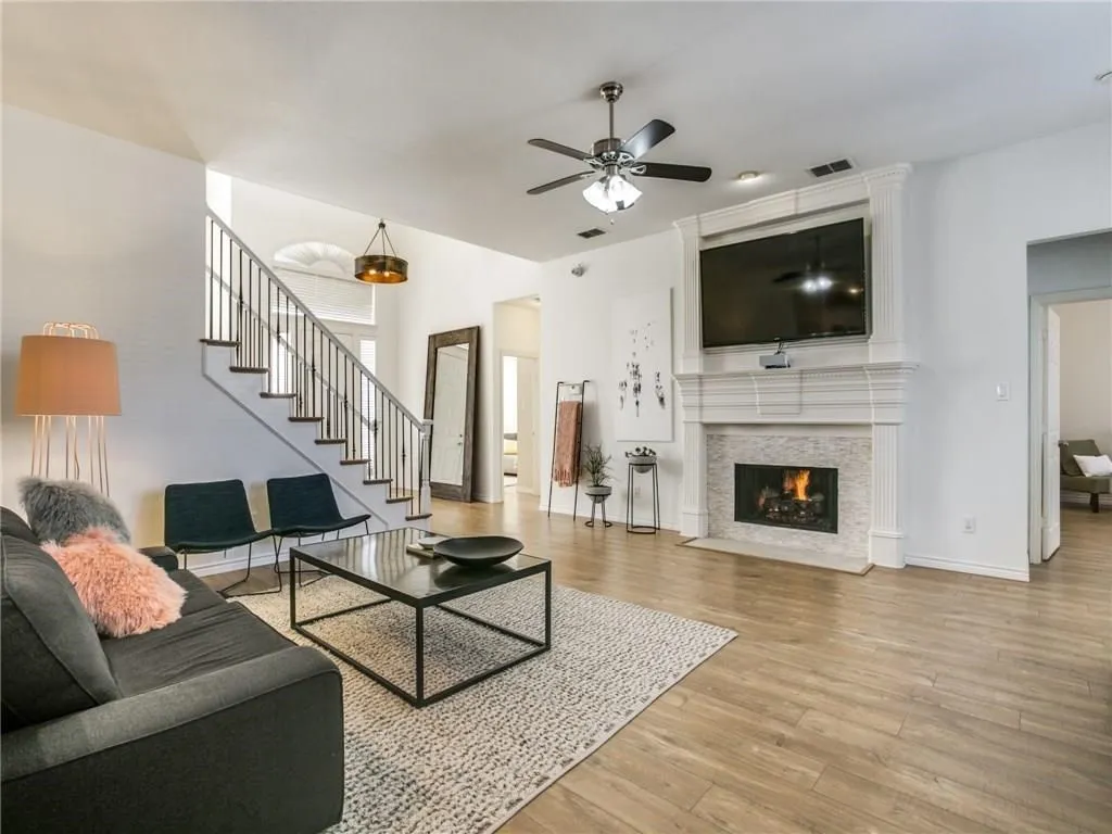 Cozy Fireplace In Family Room.