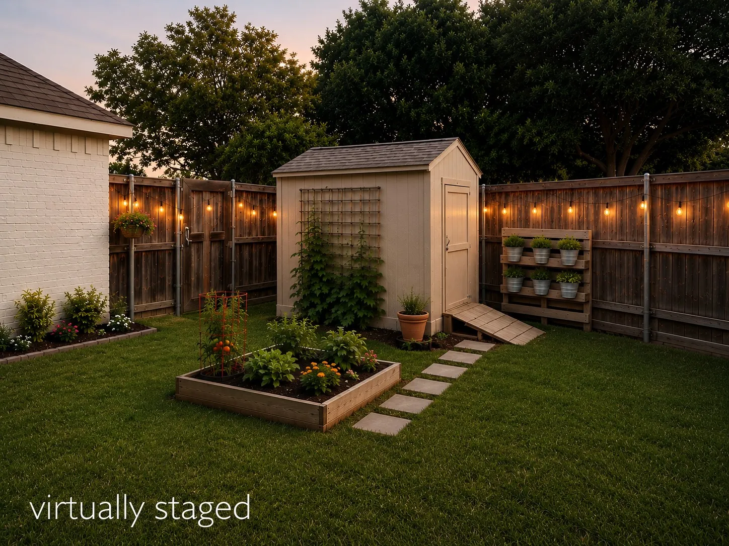 Virtually imagined storage shed for gardening