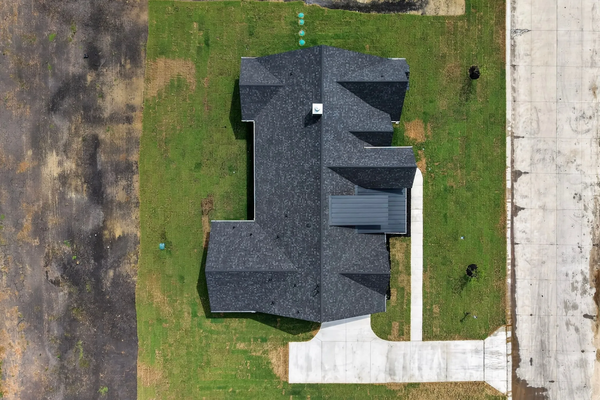 Asphalt shingle roof with multiple gables