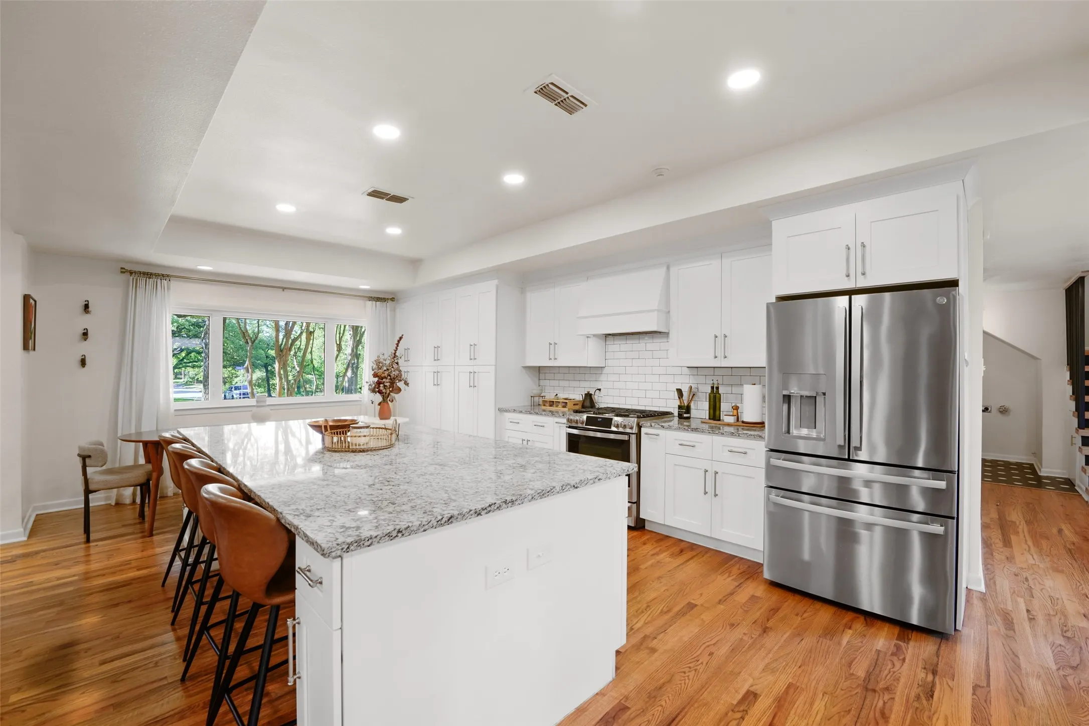 Remodeled kitchen with stainless steel appliances