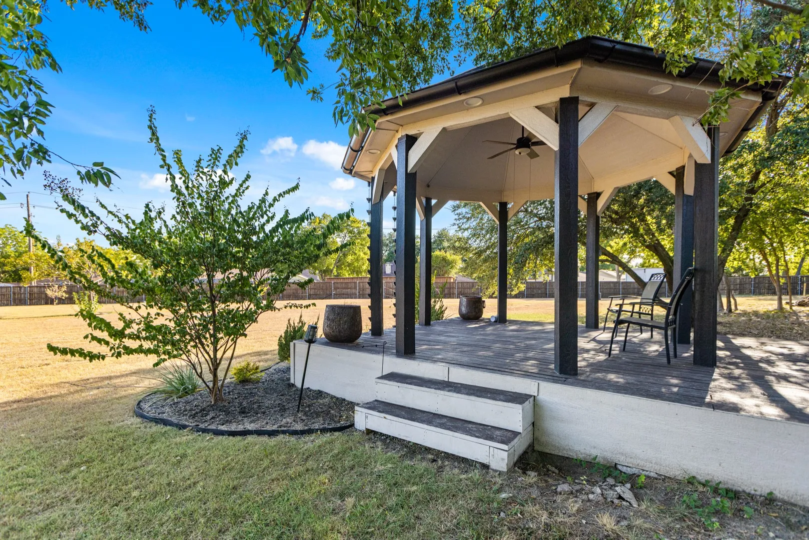 Gazebo with gutters and power.