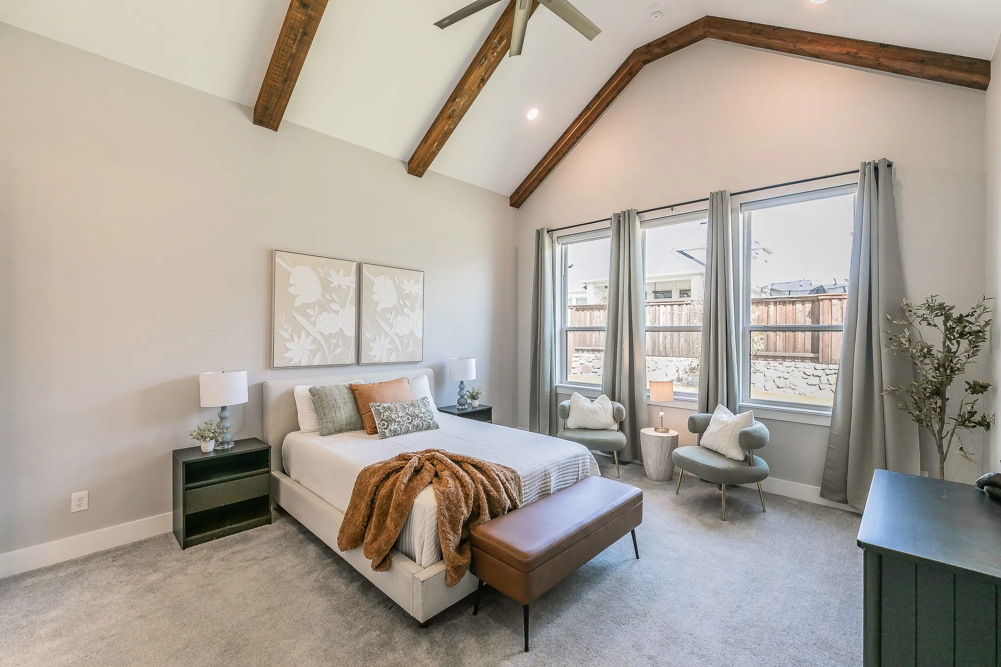 Gorgeous Wood Beams in Primary Bedroom!!