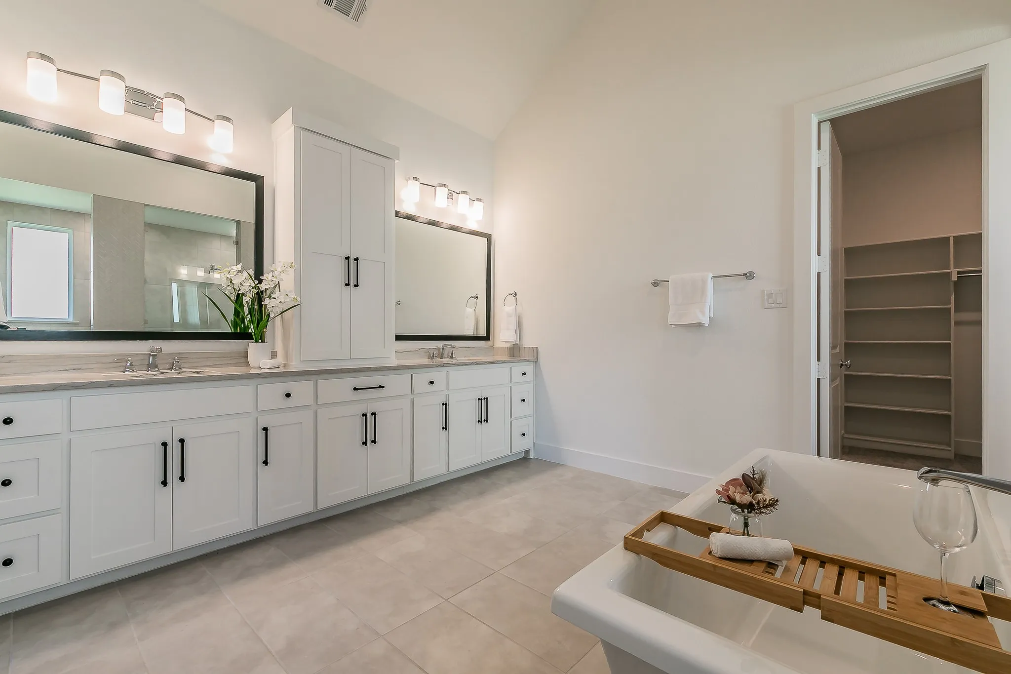 Dual sinks,great cabinet space and wide mirrors!!