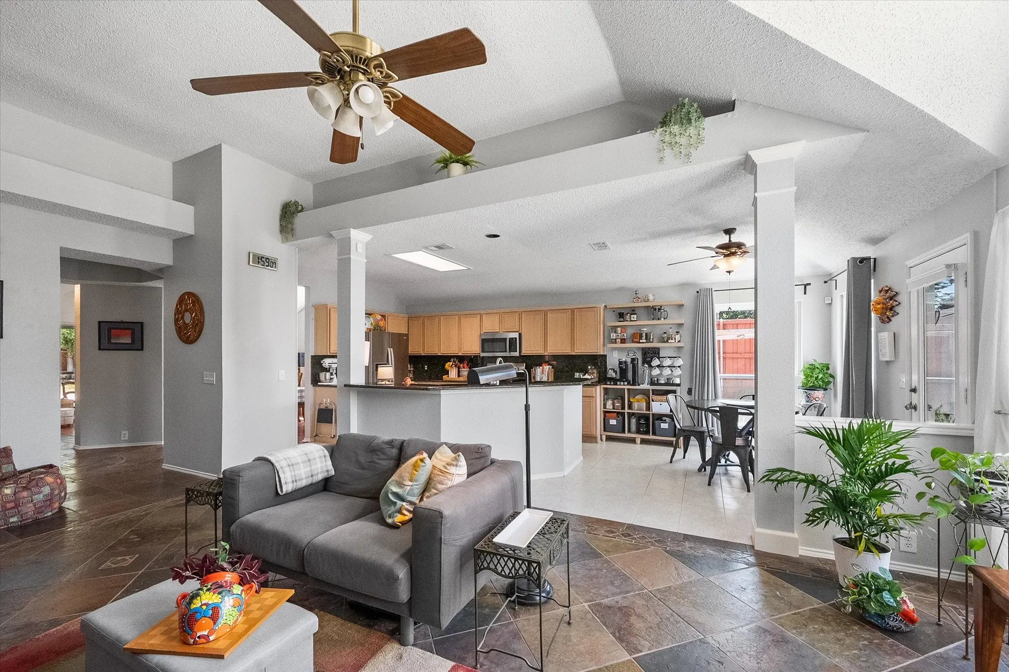 View from the living room into the kitchen