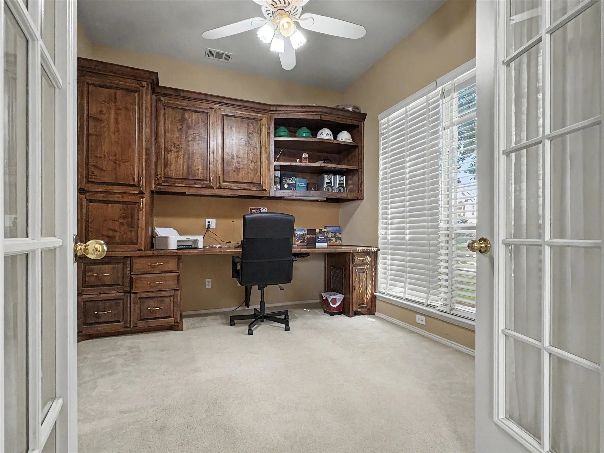 French doors with grid paneling