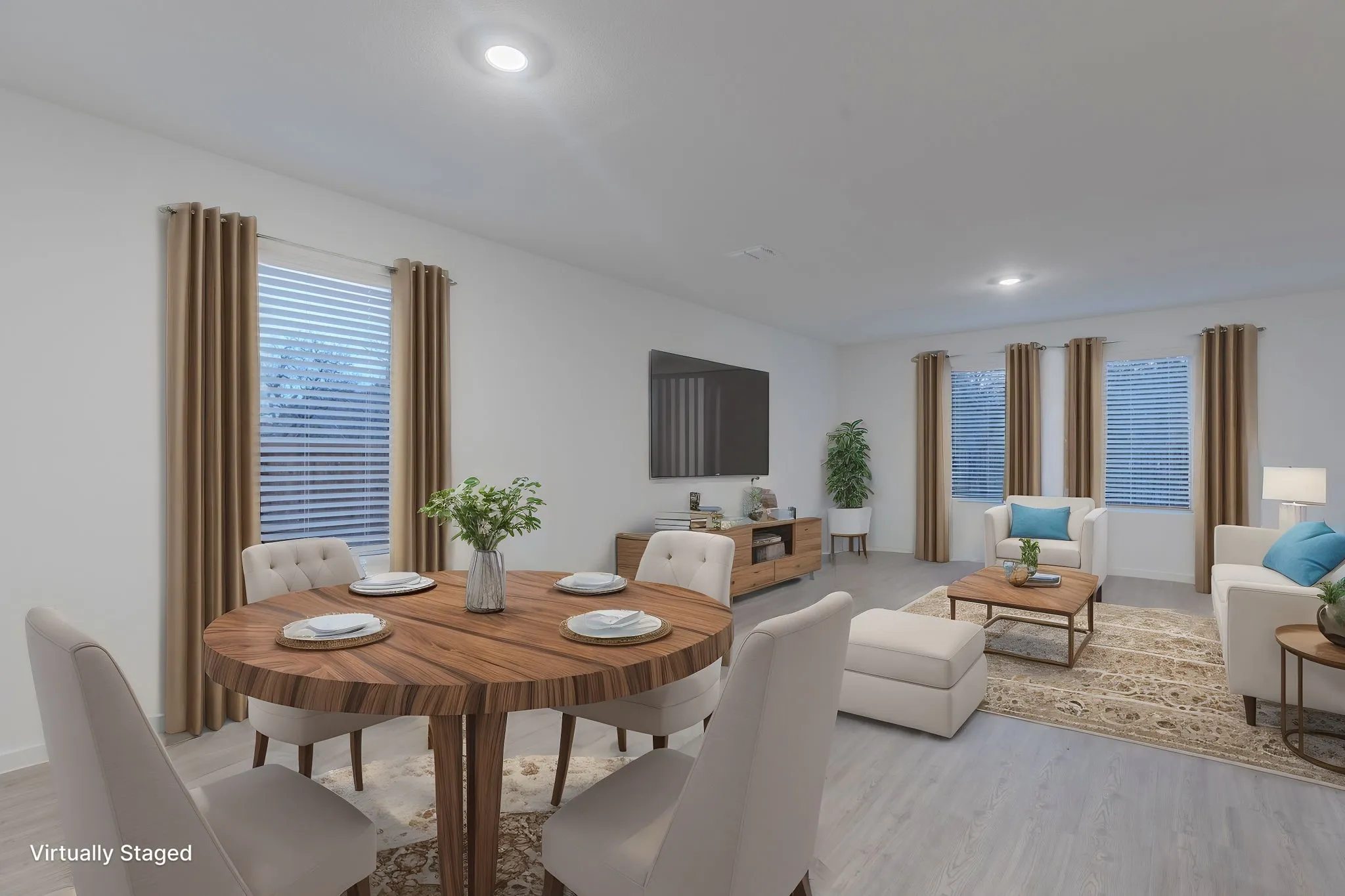 Dining space featuring light hardwood / wood-style flooring