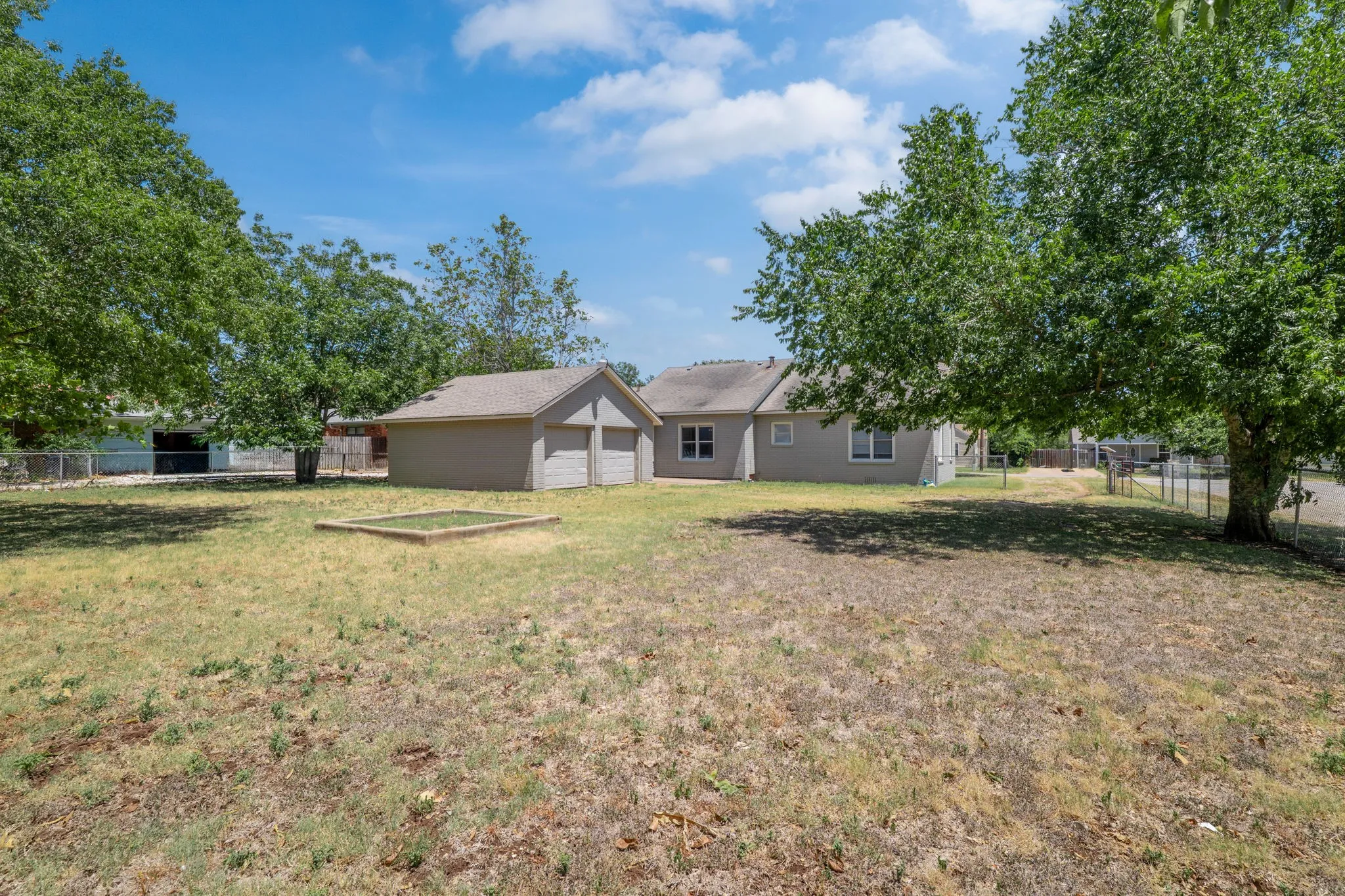 mature trees; large backyard space