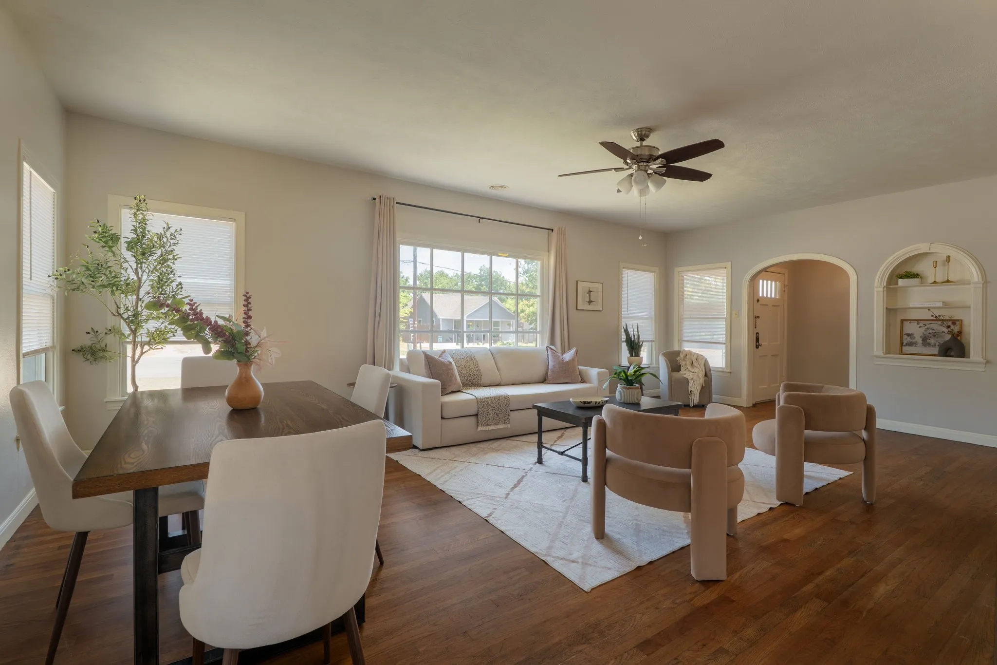 open layout living room to dining area