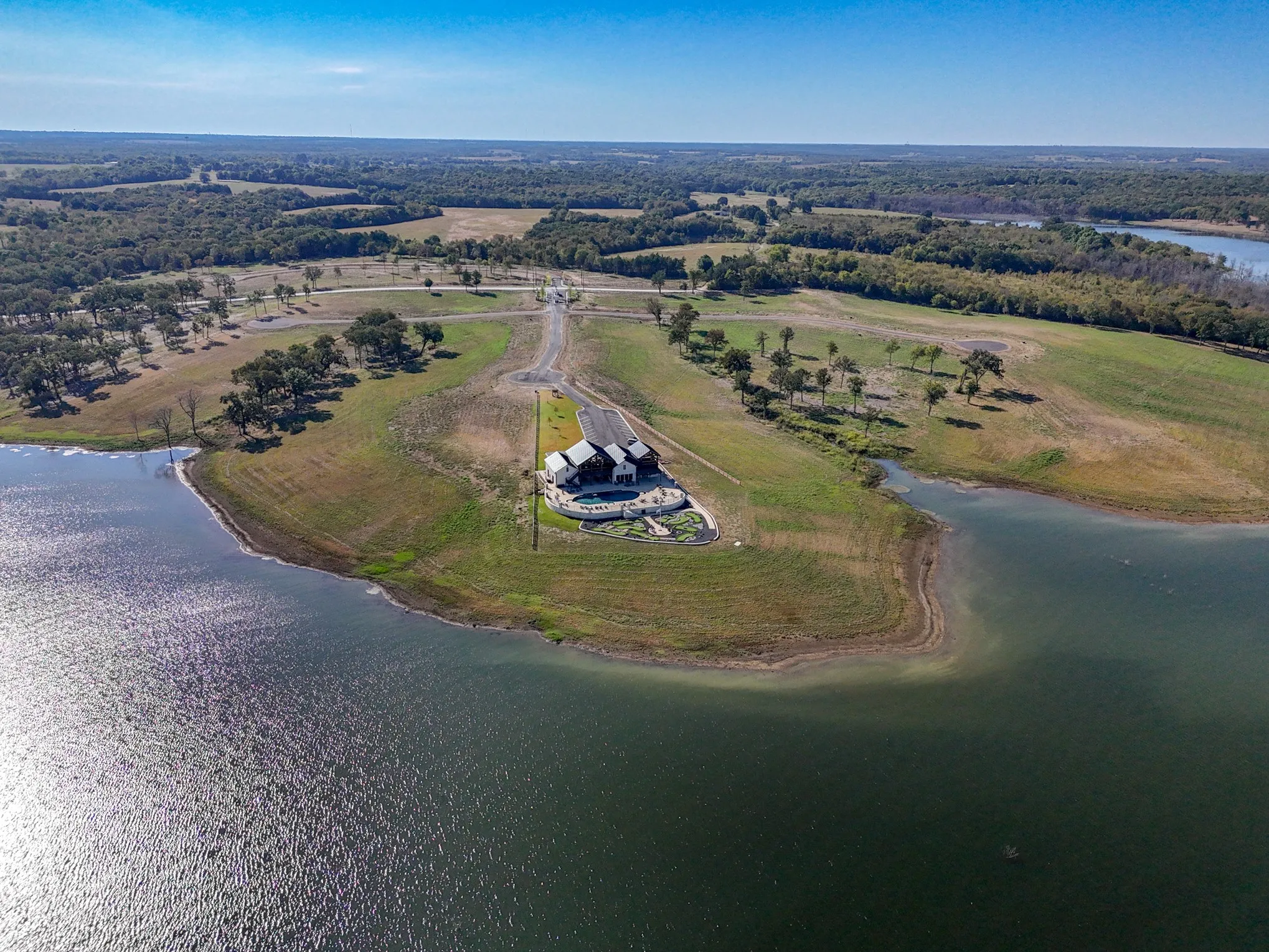 Aerial view of a large body of water