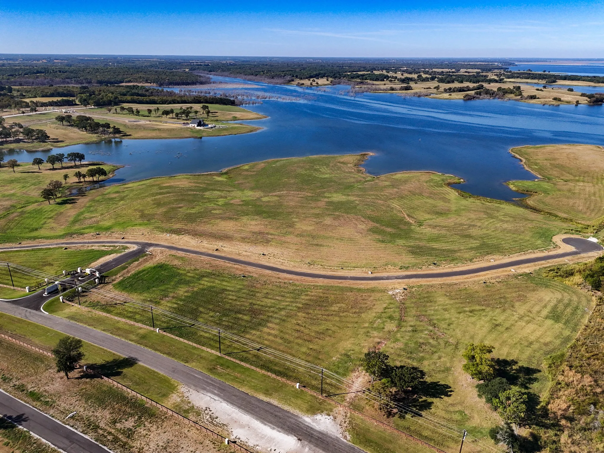 Aerial view of a large body of water