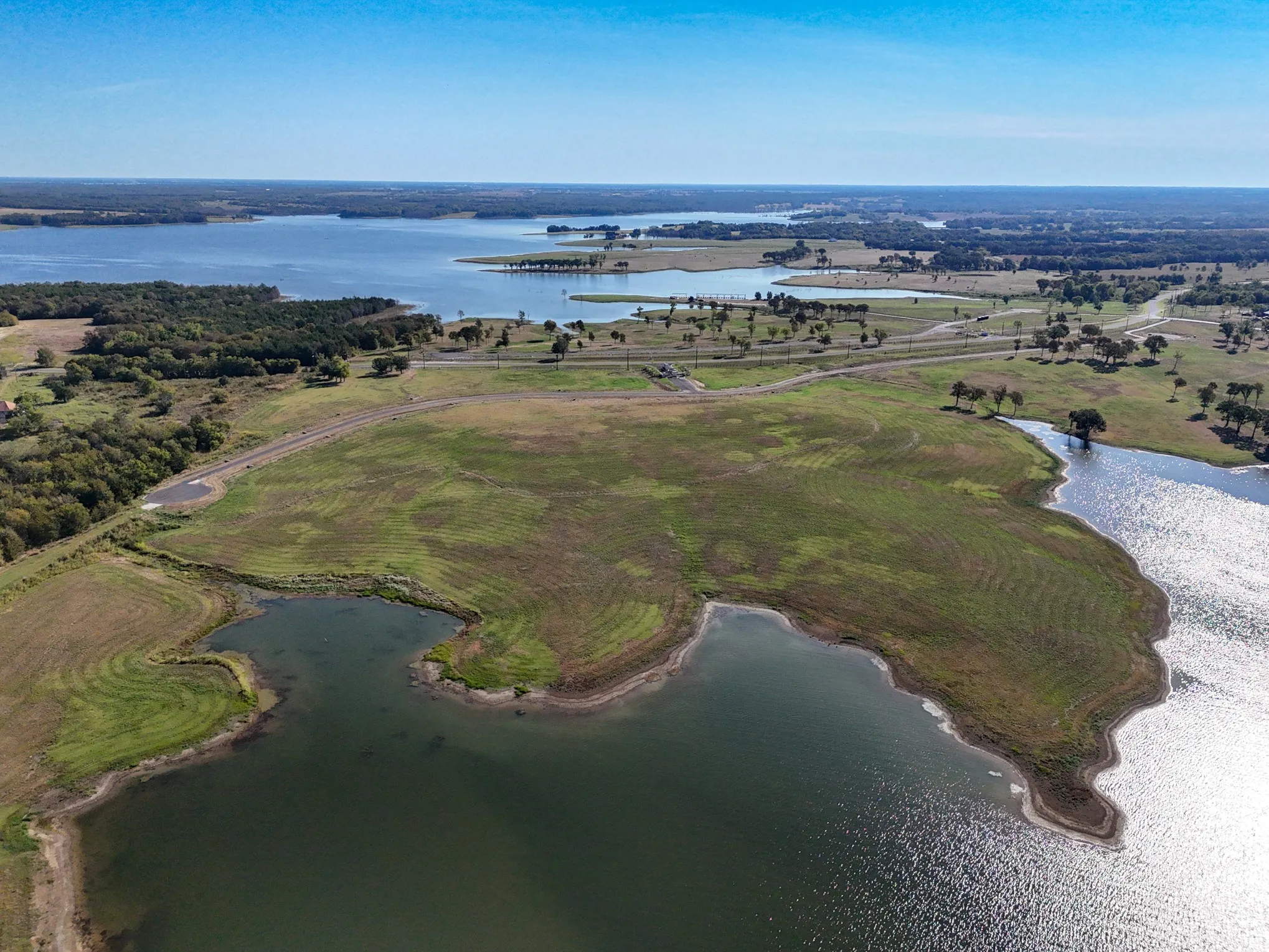 Drone / aerial view of a nearby body of water