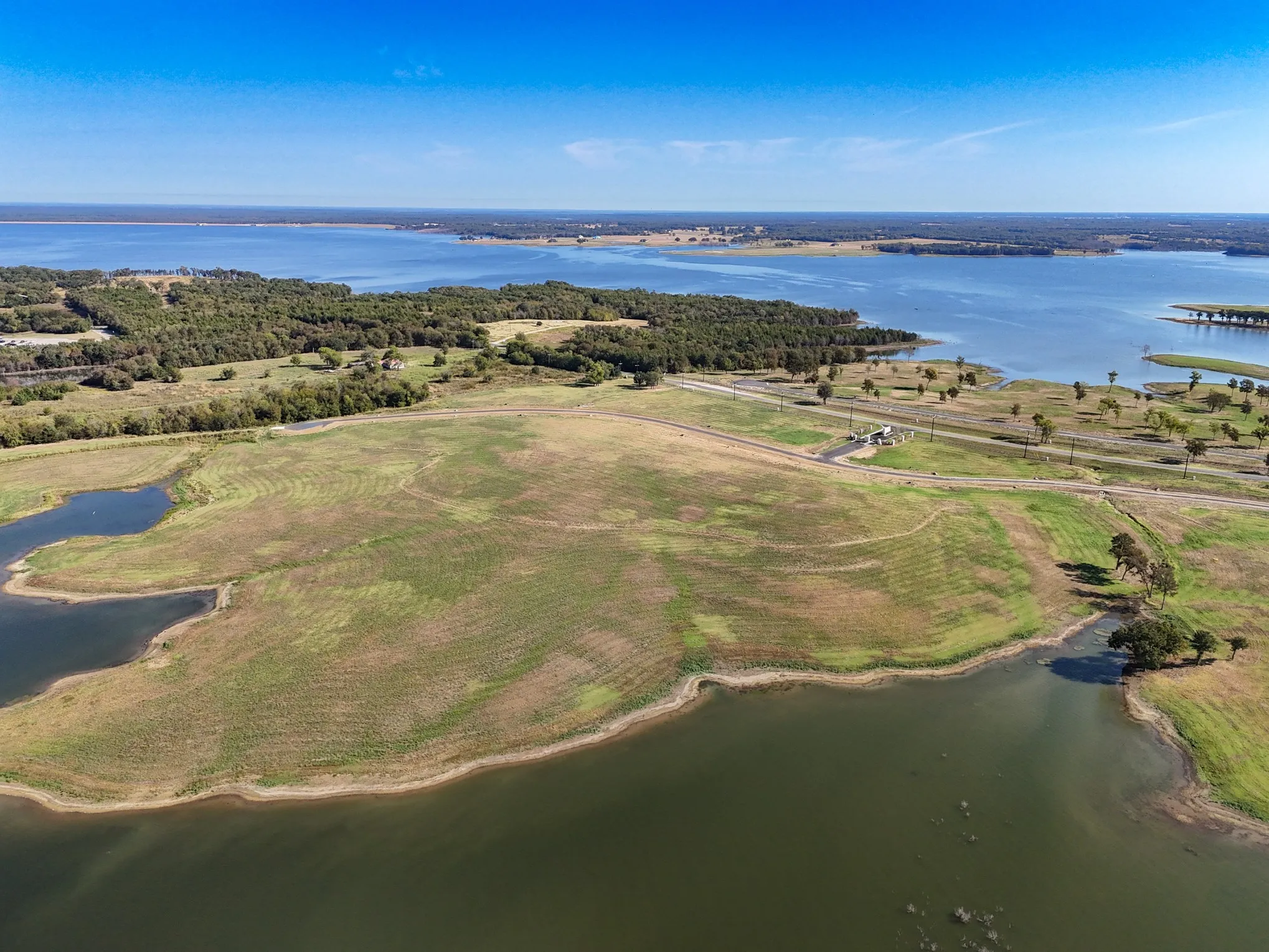 Aerial view of a large body of water