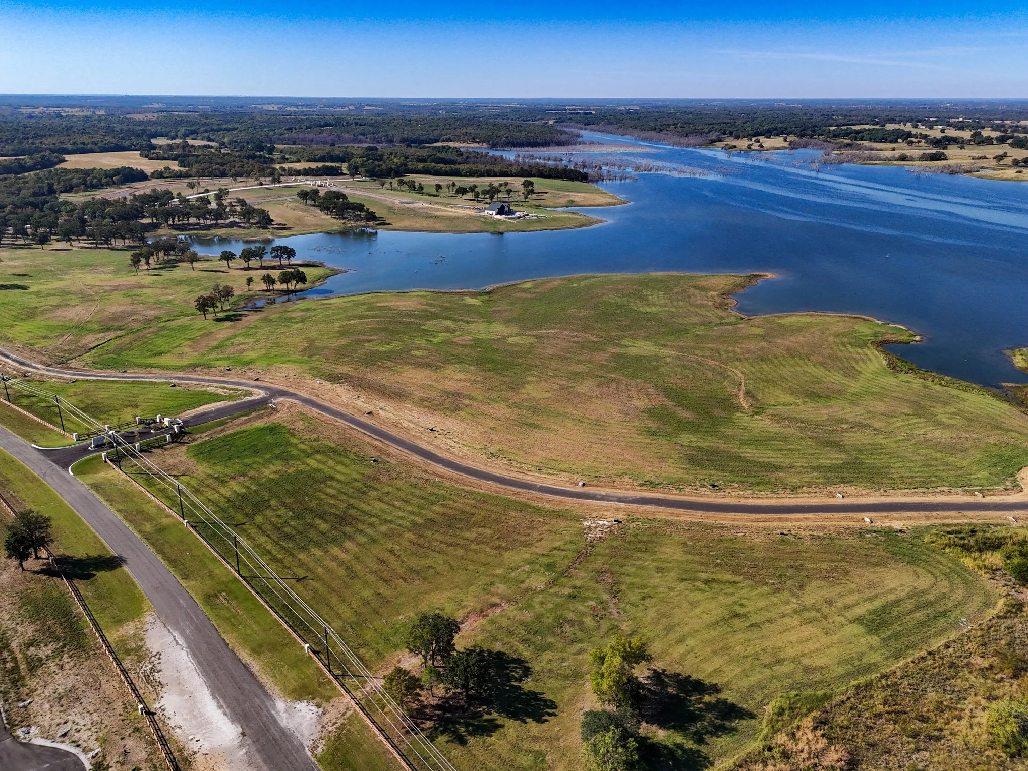 Bird's eye view of a nearby body of water