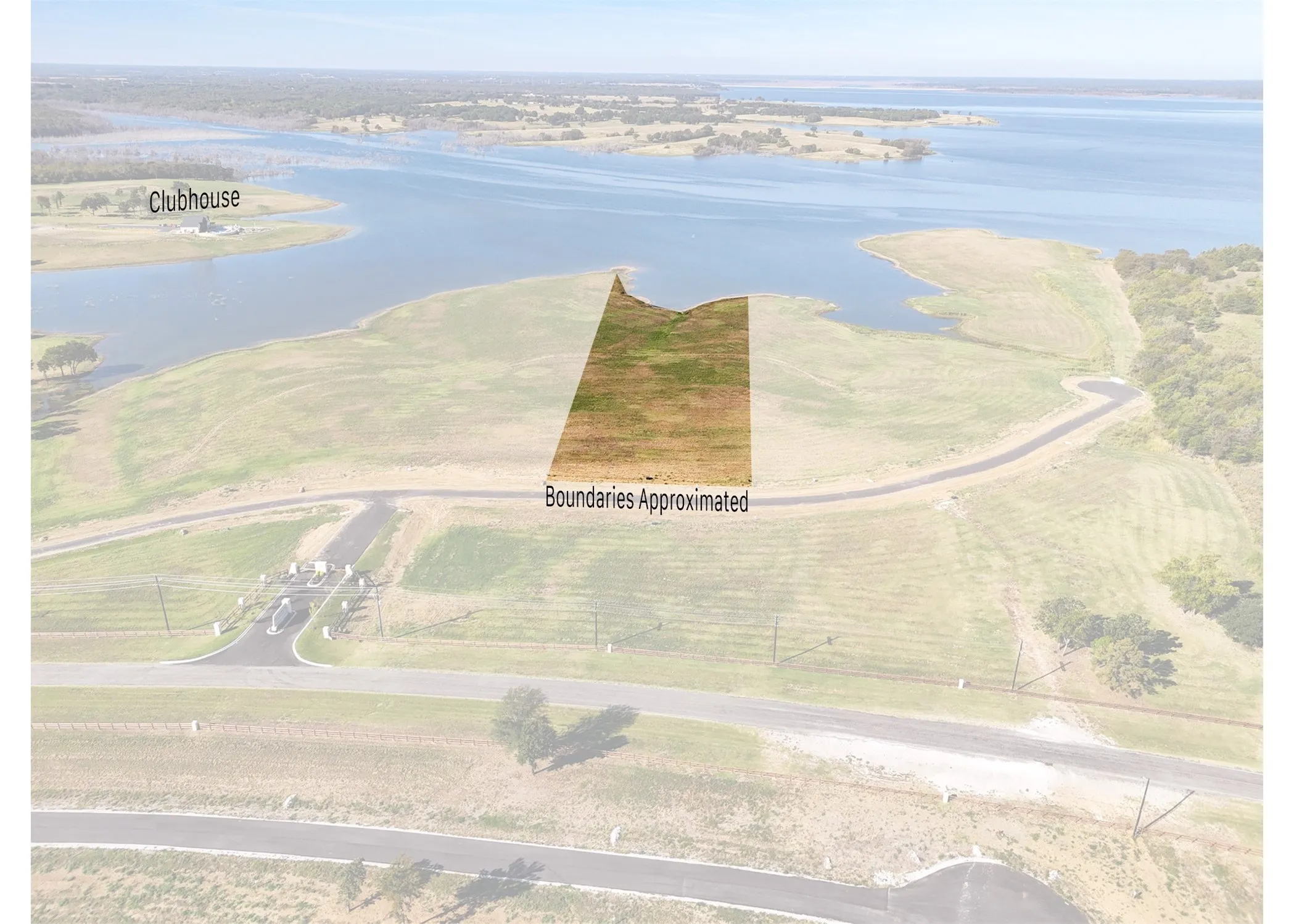Bird's eye view of a nearby body of water