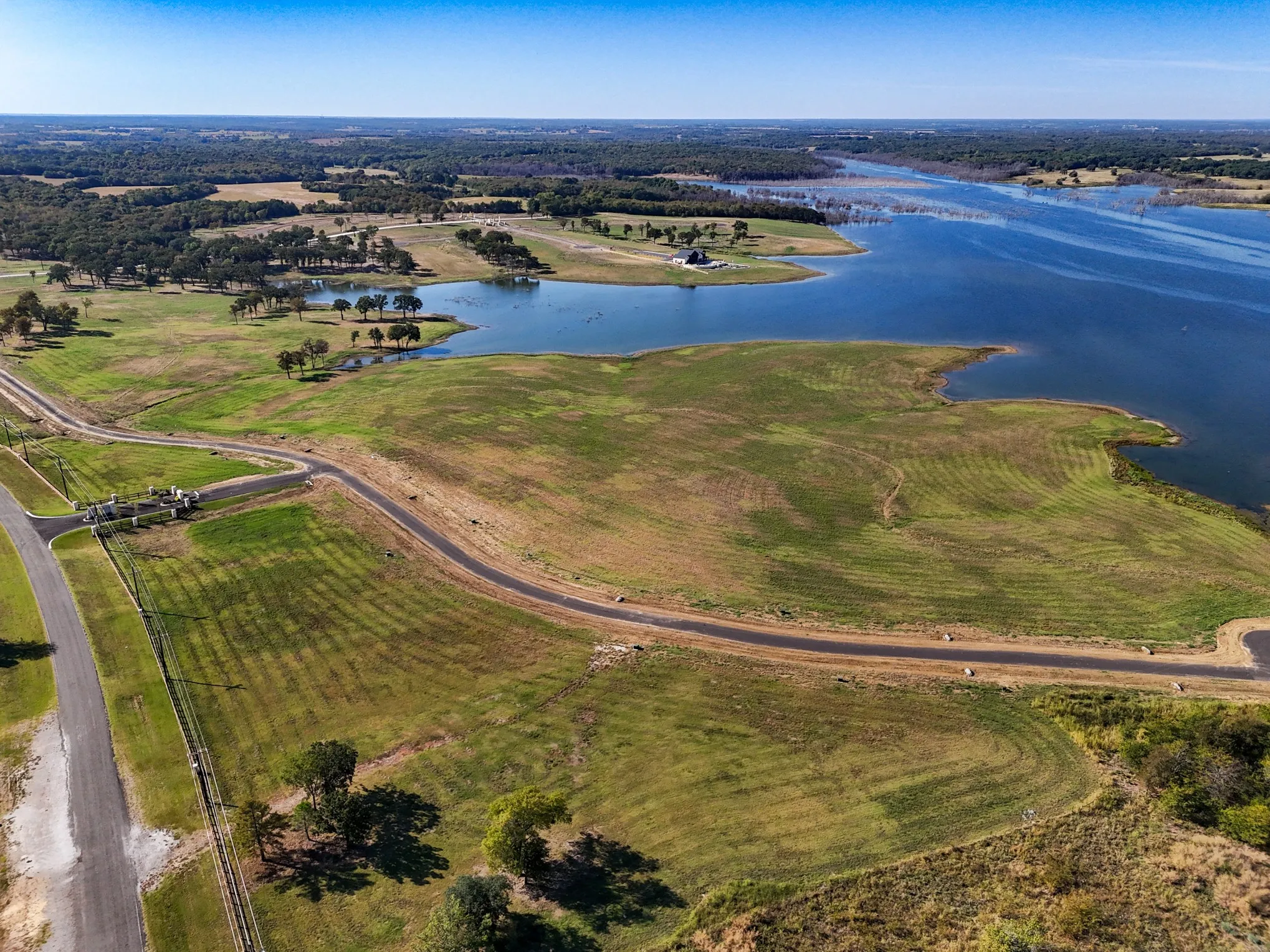 Aerial view of a large body of water