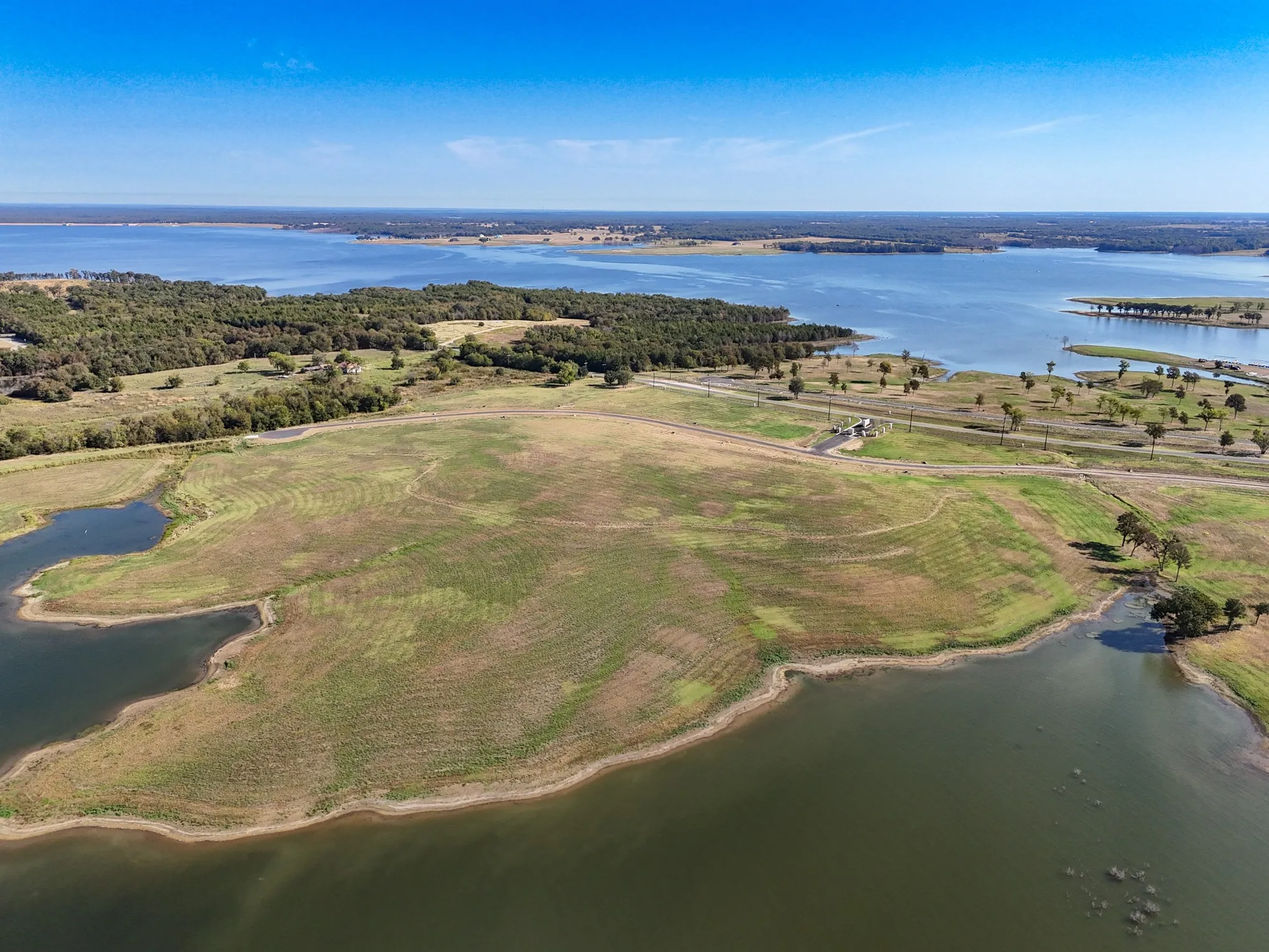 Bird's eye view of a nearby body of water