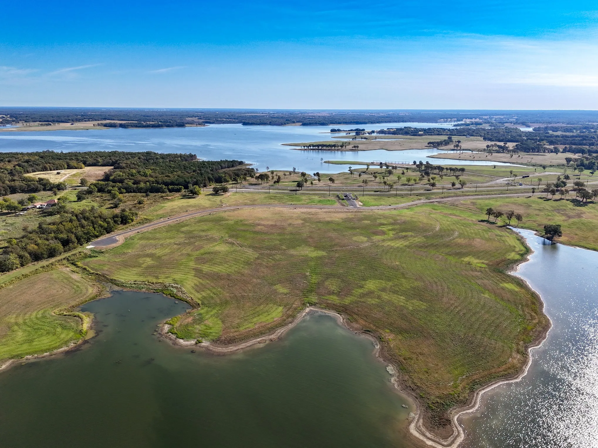 Drone / aerial view of a nearby body of water