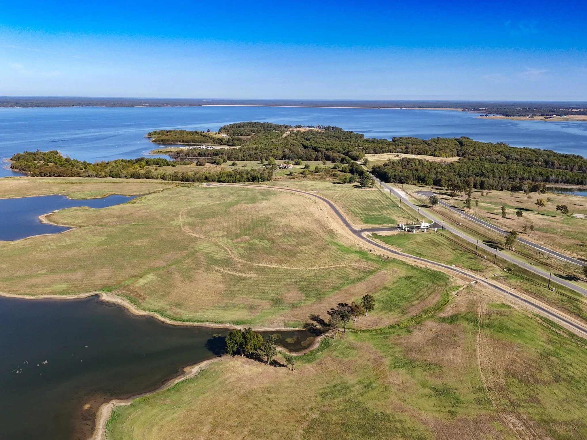 Aerial view of a large body of water