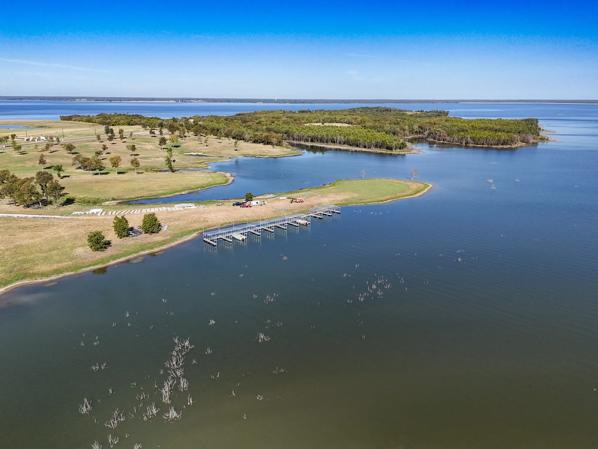 Drone / aerial view of a nearby body of water
