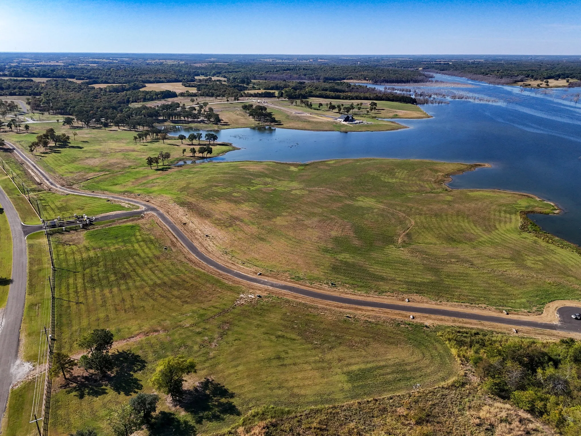 Bird's eye view of a nearby body of water