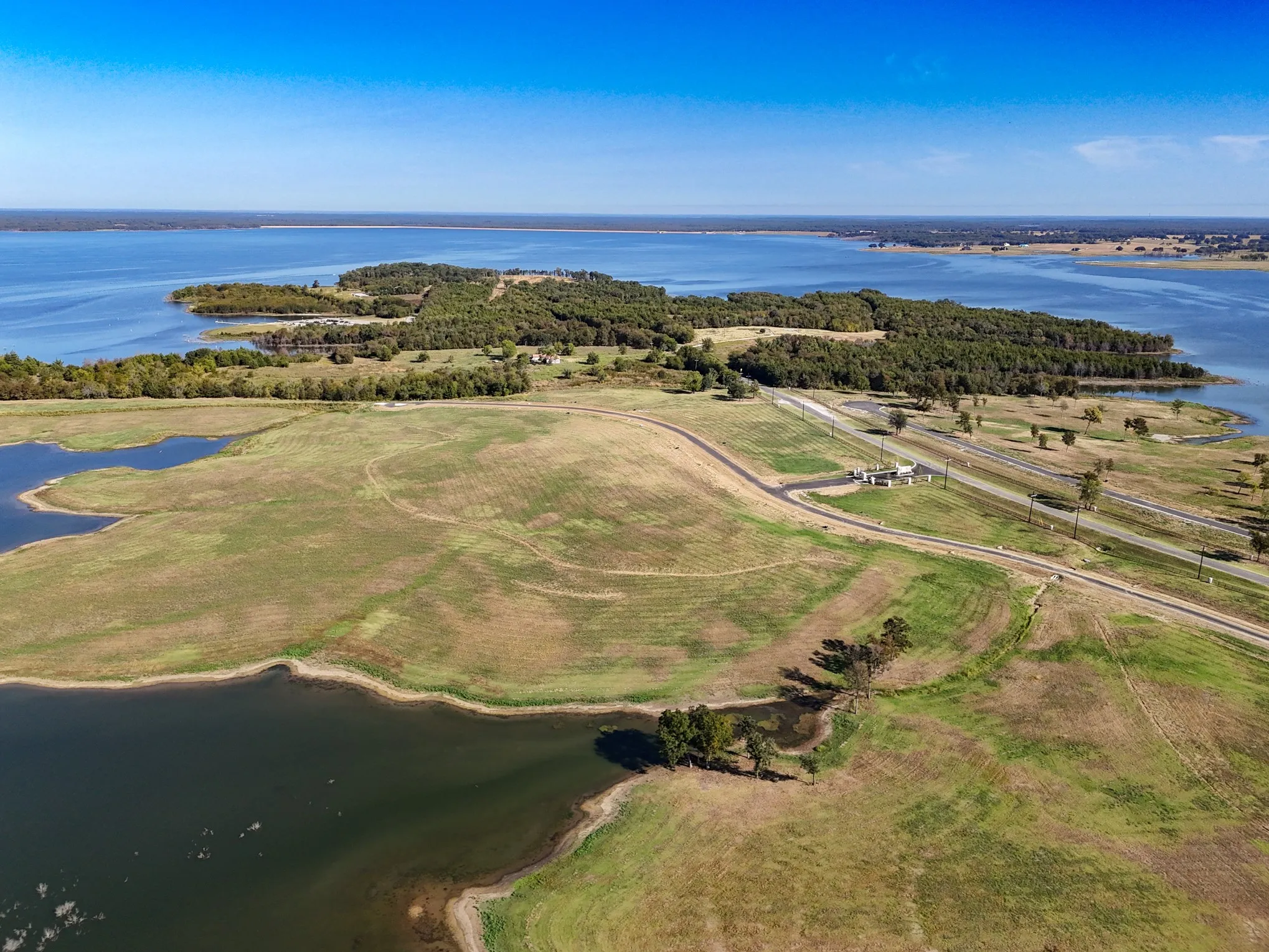 Drone / aerial view of a nearby body of water