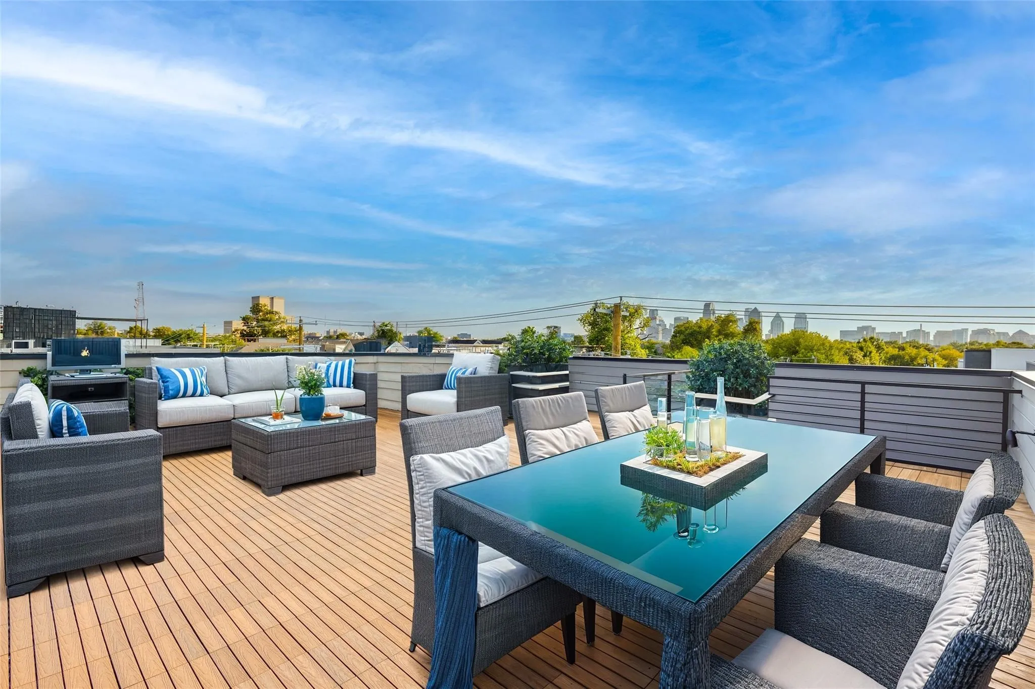 Wooden deck featuring outdoor lounge area