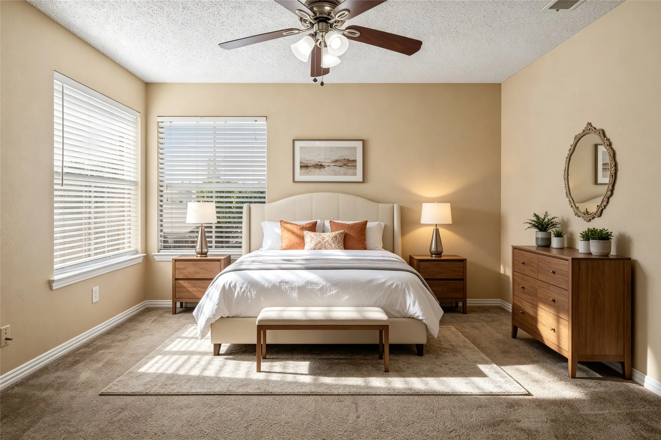 Virtually Staged secondary bedroom to the rear of home