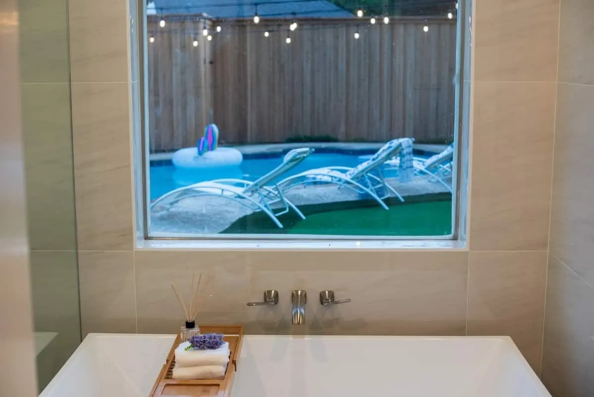 Enjoy views of the resort like backyard as you soak in the bathtub!