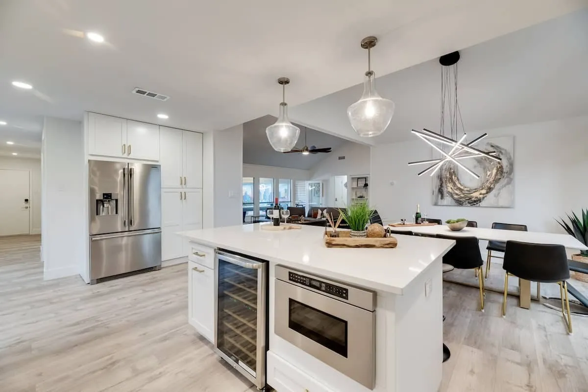 Wine Cooler and flush mount Microwave.