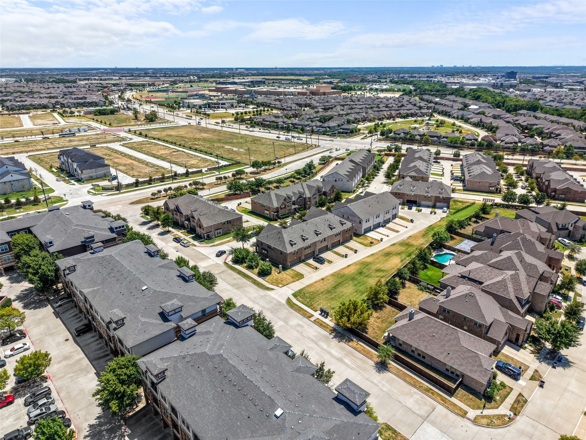 Aerial of Stacy Road Twnhms, McKinney TX.