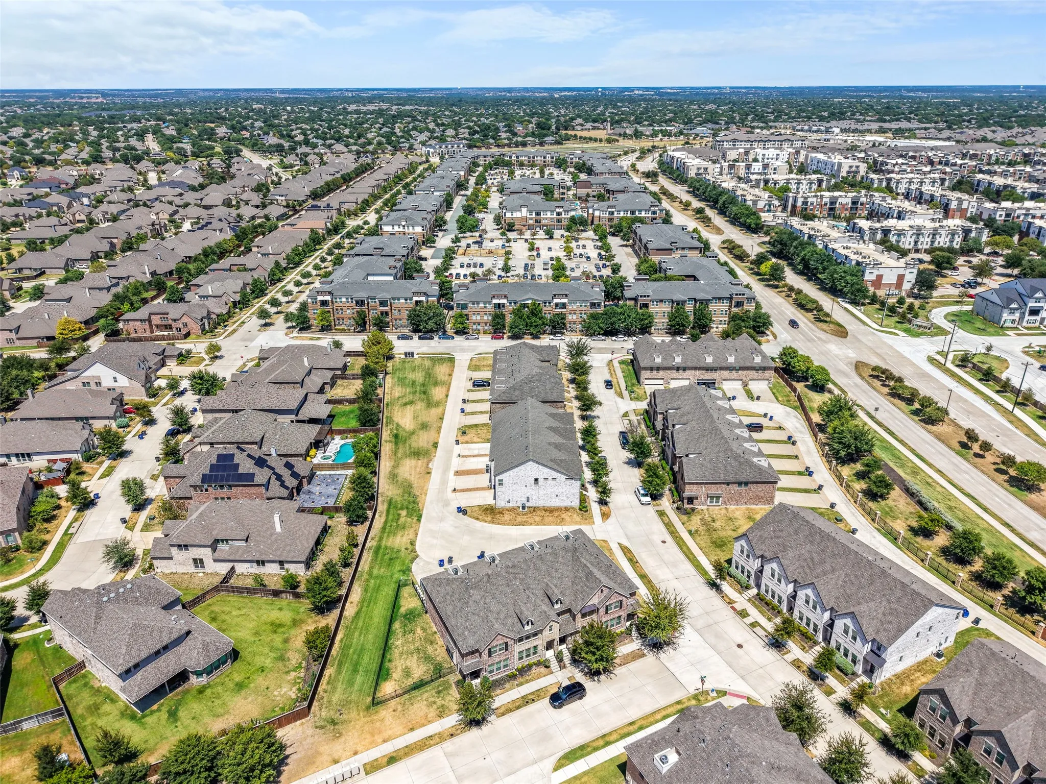 Aerial of Stacy Road Twnhms, McKinney TX.