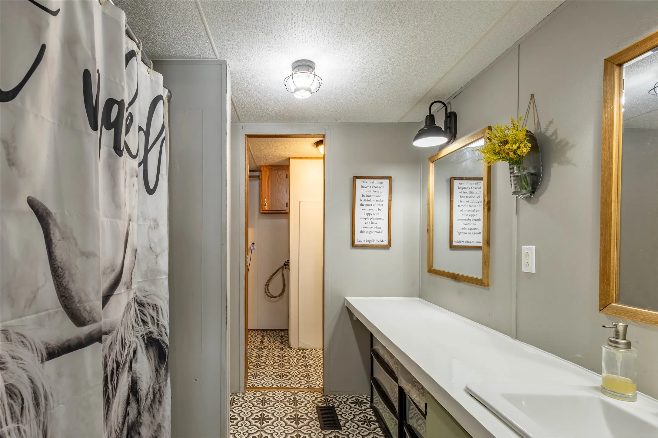 Spacious vanity with a built-in sink and ample counter space