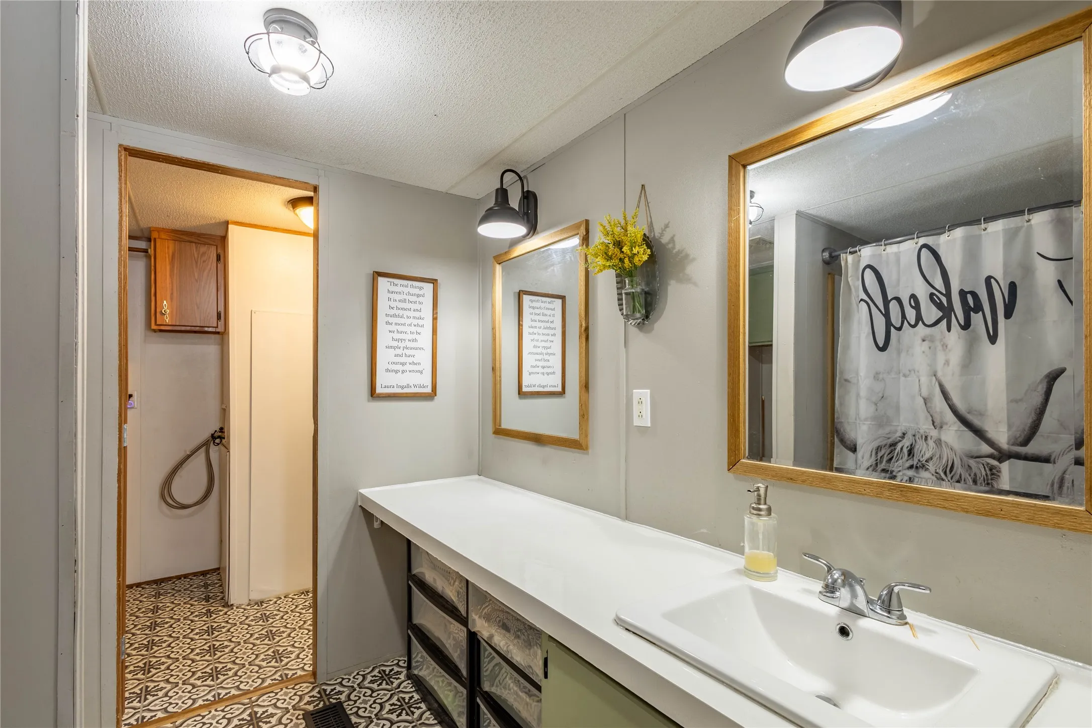 White countertop with integrated sink