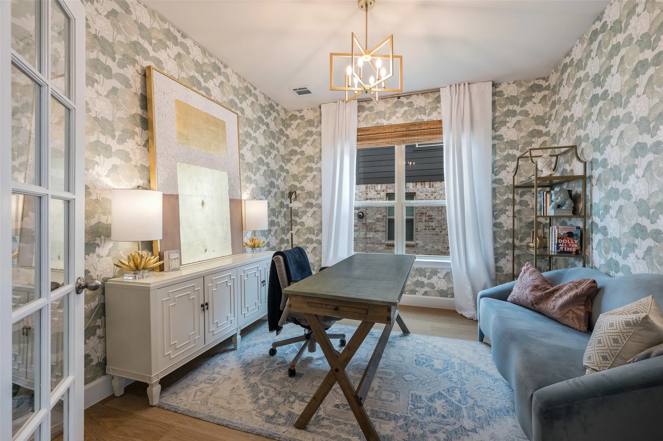 Downstairs dedicated office. Beautiful upgraded light with removable wallpaper