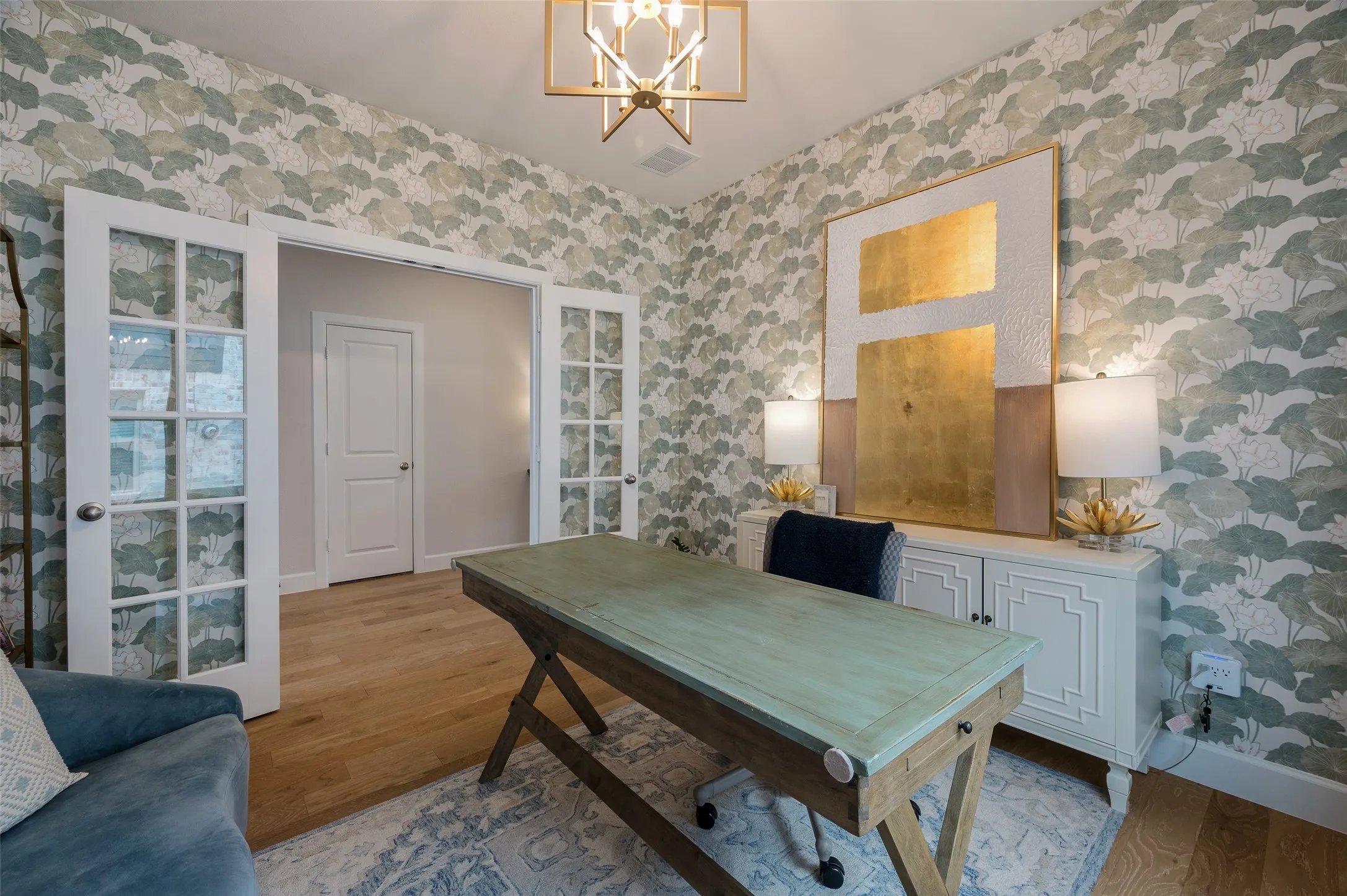 Beautiful upgraded light with elegant removable wallpaper if wanted
