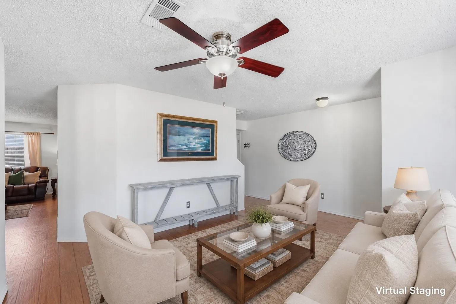 Wood-finish flooring throughout