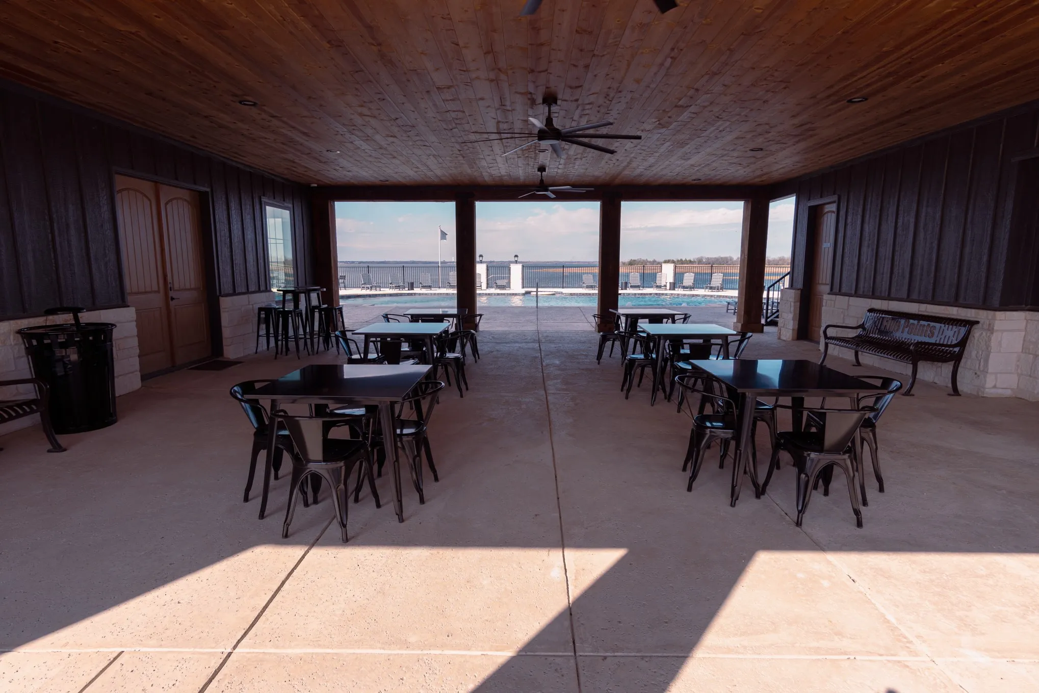 Dining room featuring wooden ceiling and ceiling fan
