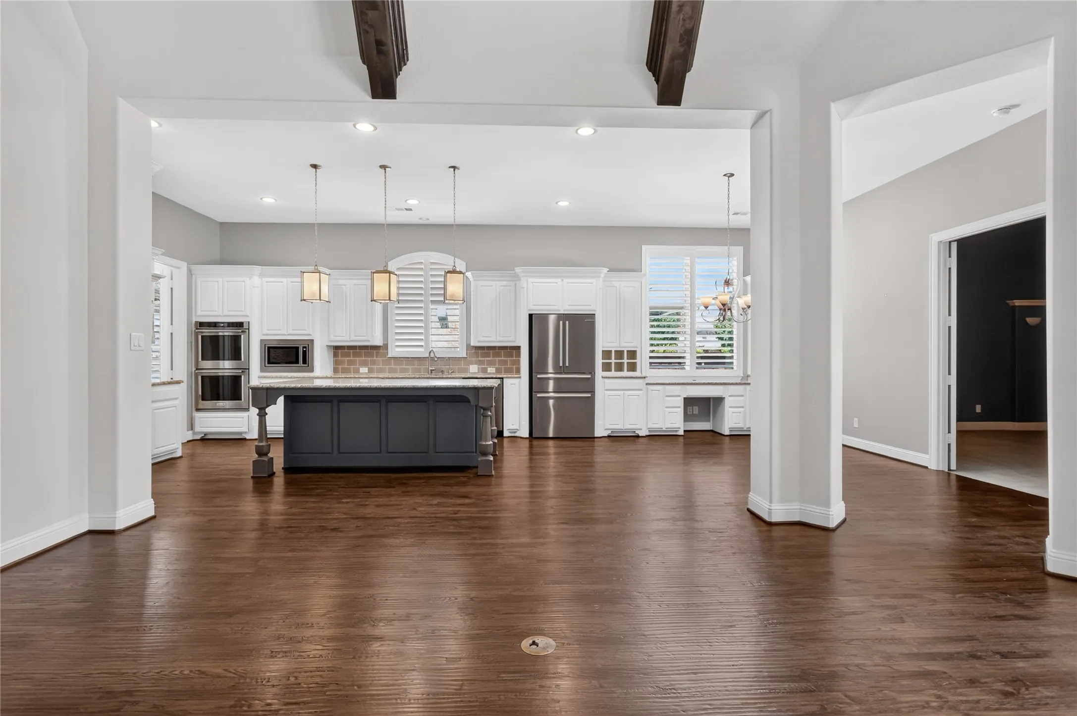 Expansive kitchen, view from the living room.