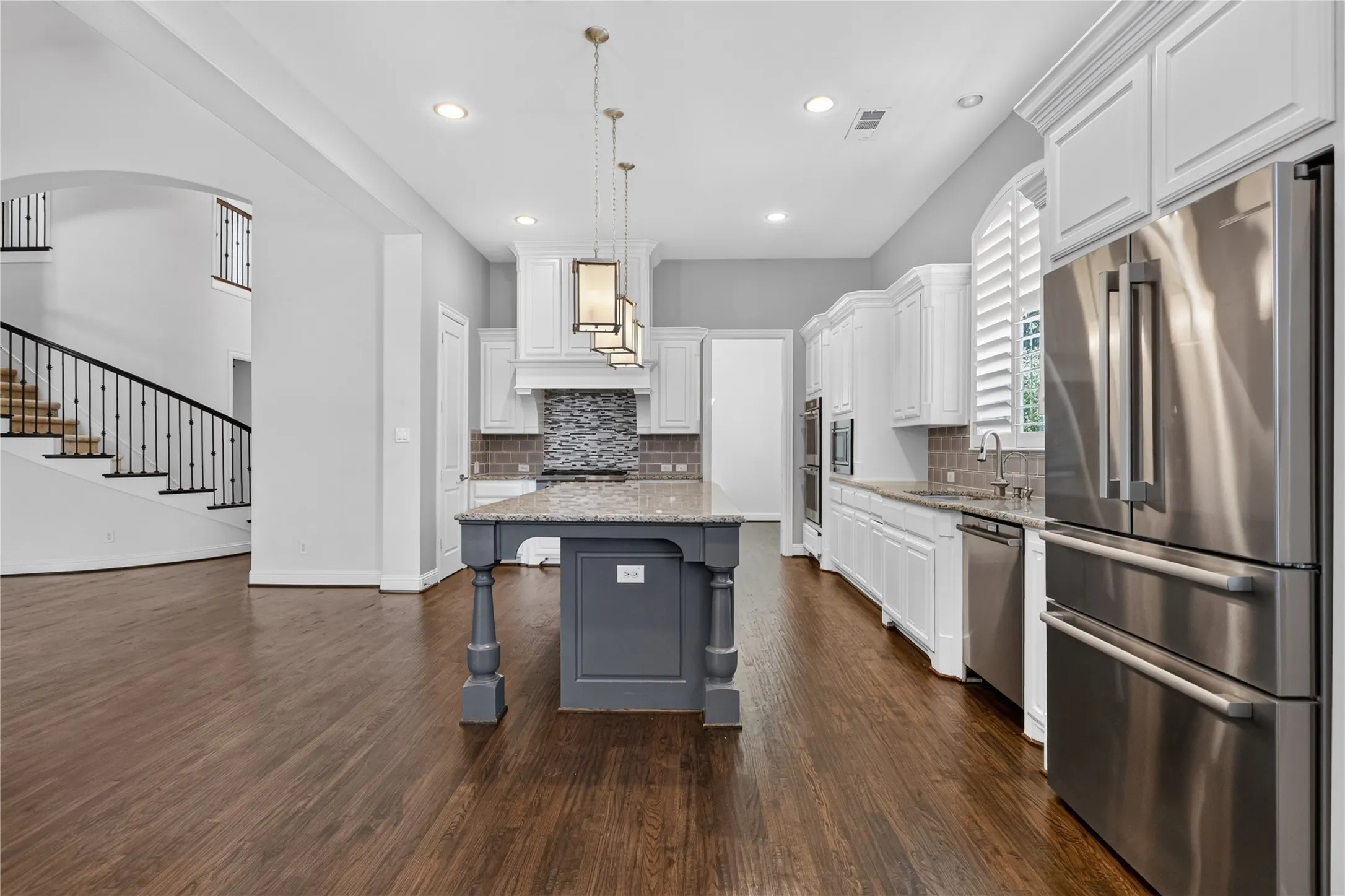 Expansive kitchen, view from the dining room.