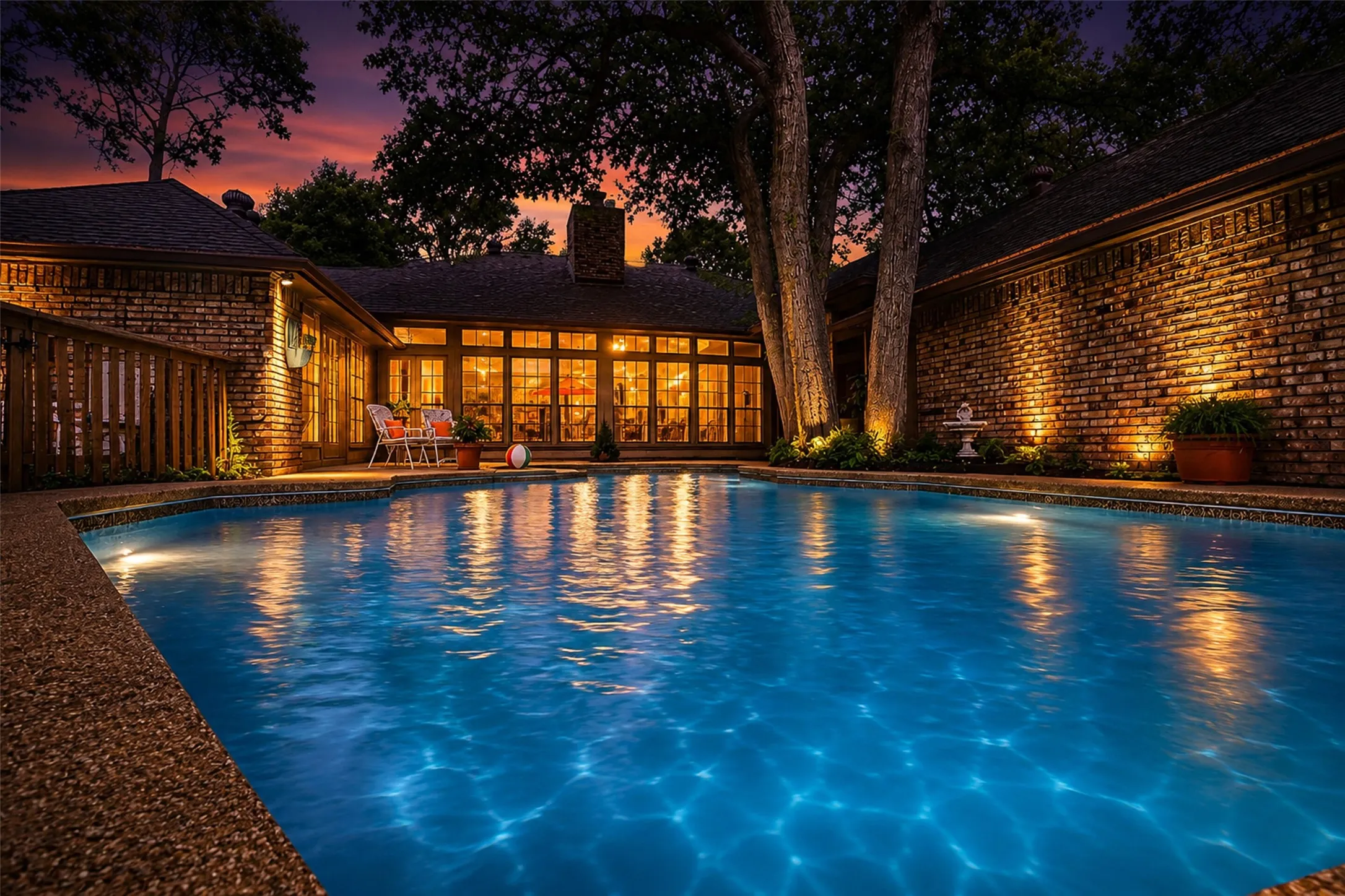 Enchanting pool in the evening.