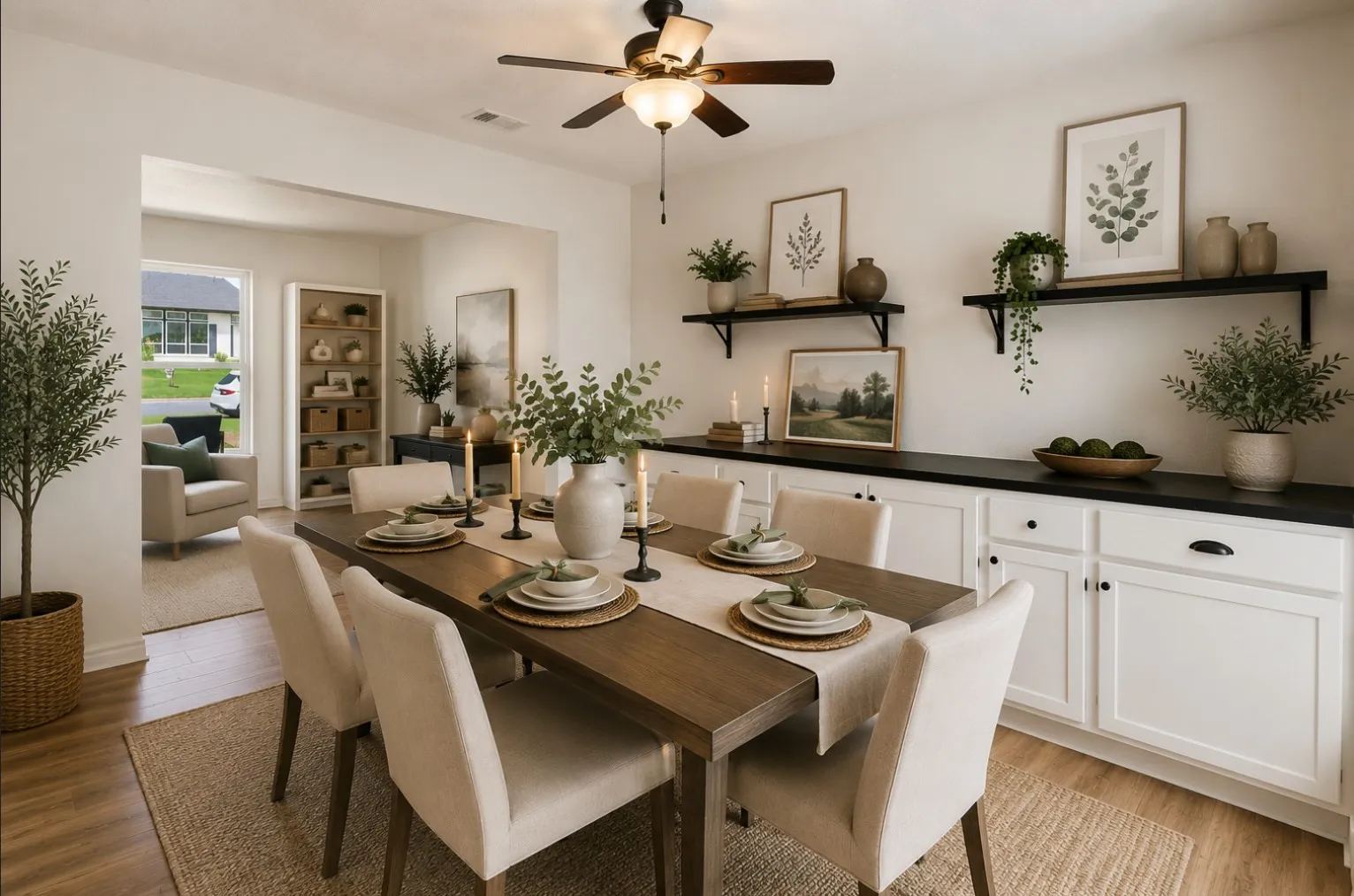 This Dining Room has so much storage (and it's pretty)