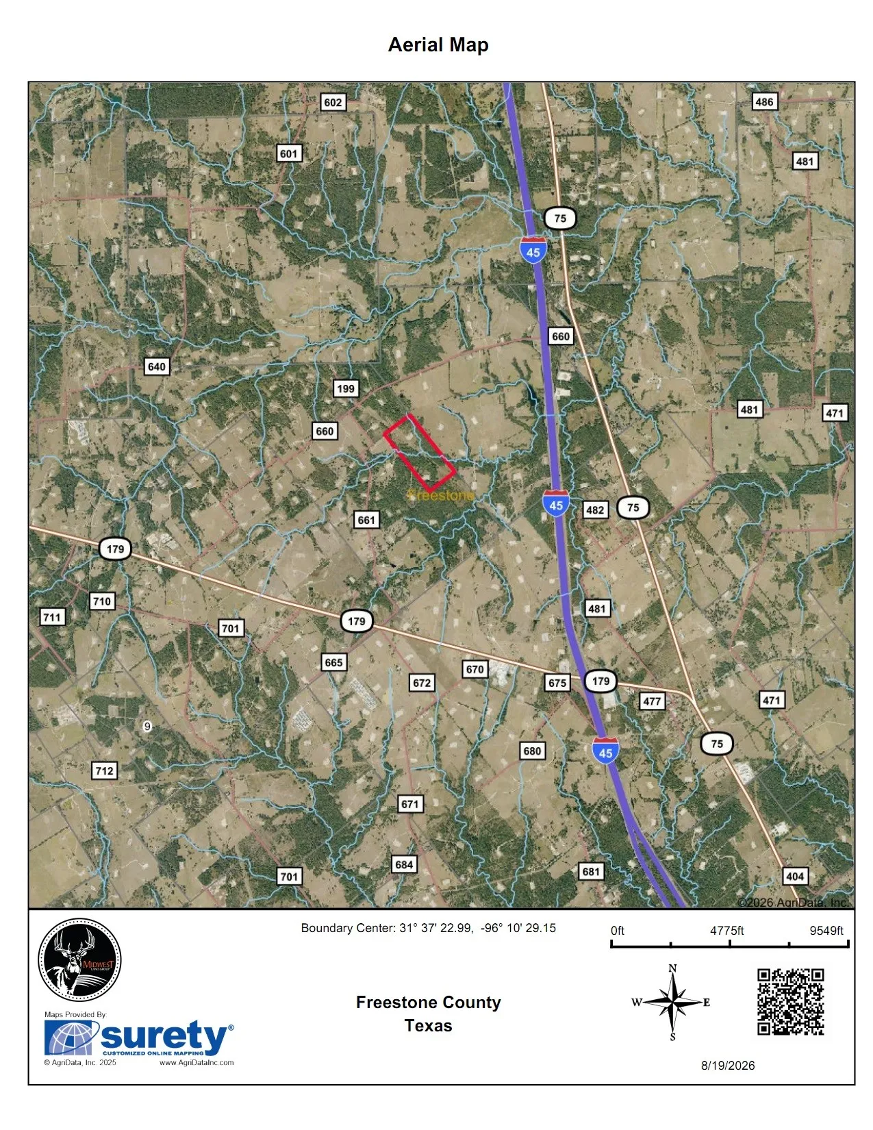 Aerial Map. Illustrating the property's boundaries and surrounding geographical features