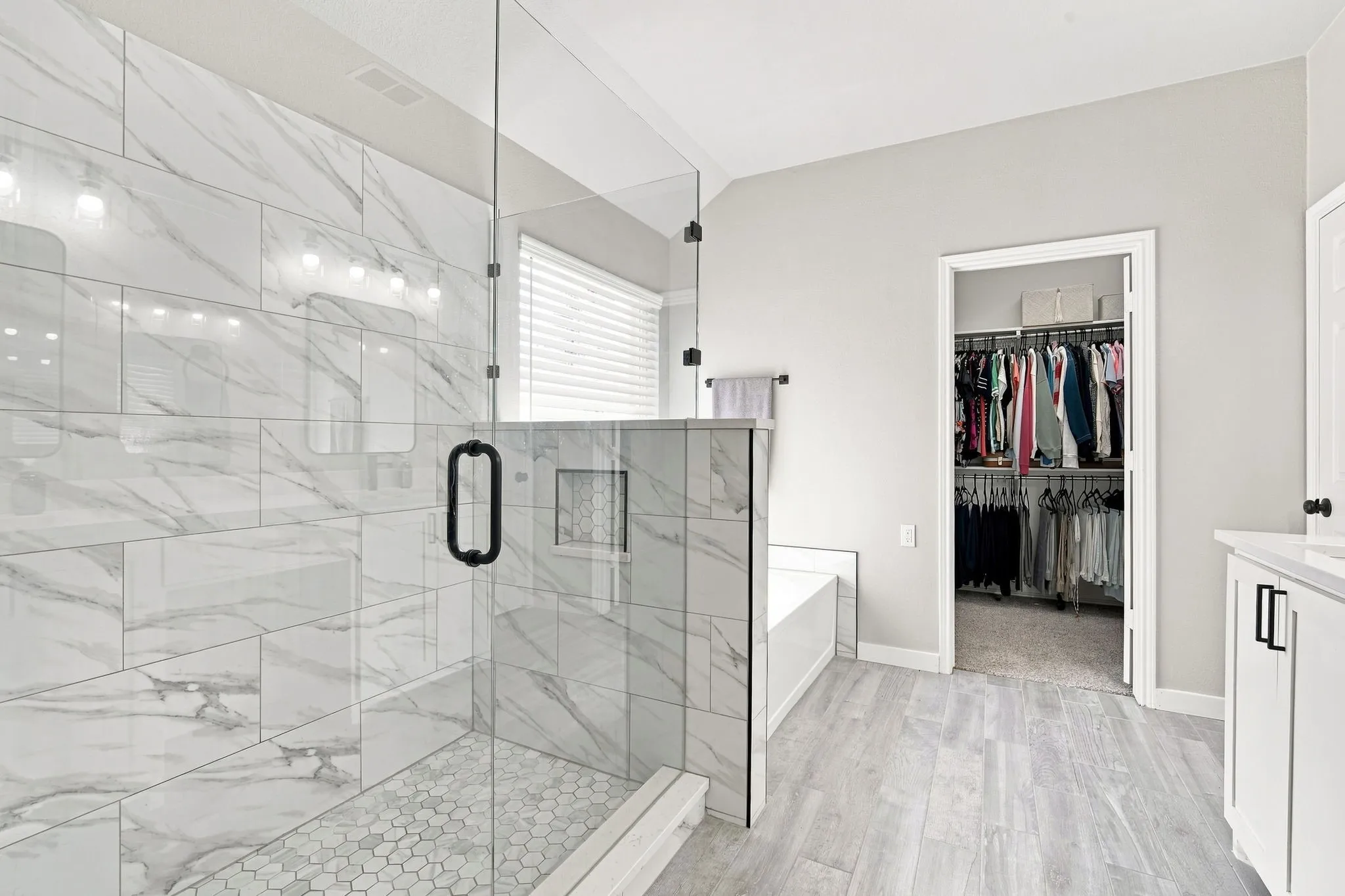 Totally updated with designer features.  Separate tub and shower.