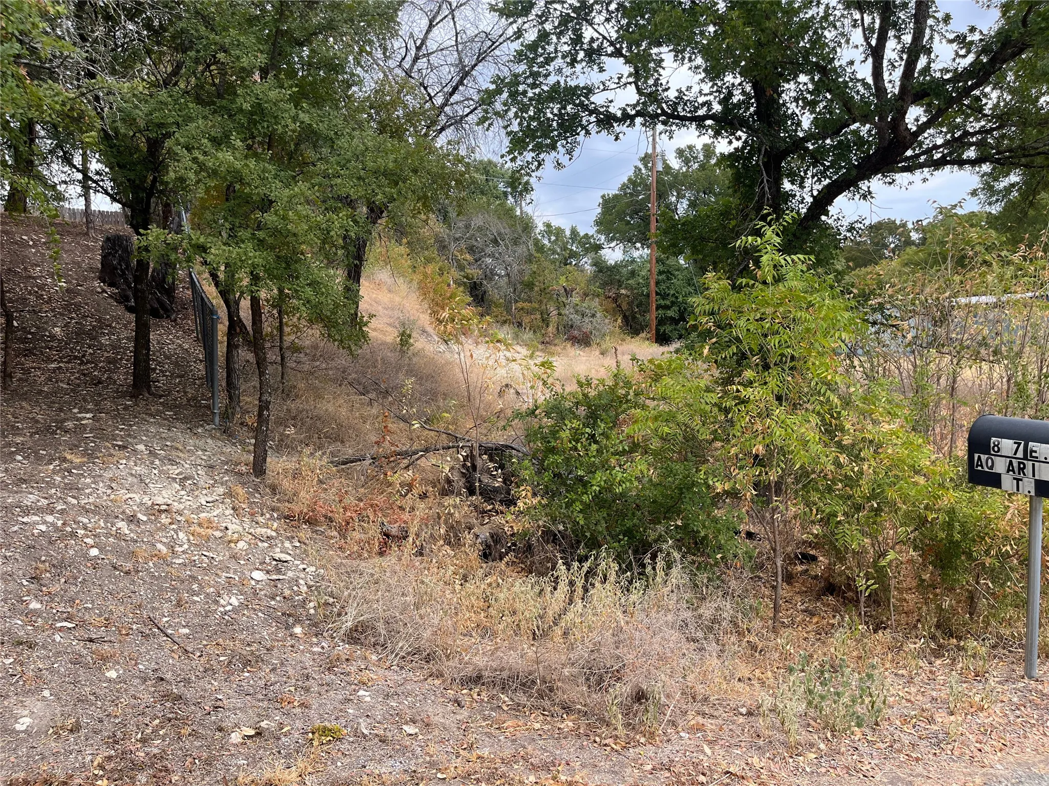 View from the road at the front left corner of the lot